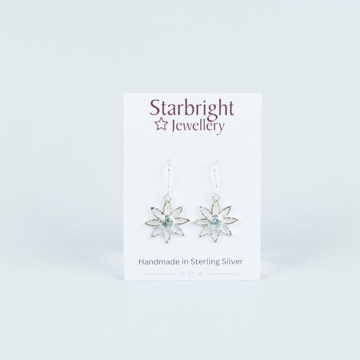 Sterling Silver and Blue Topaz Floral Earrings