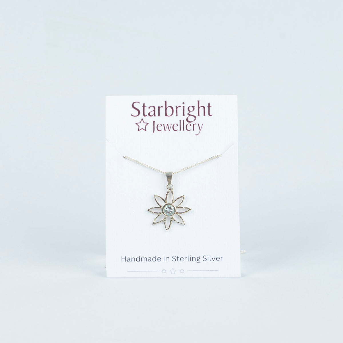 Sterling Silver and Blue Topaz Floral Necklace