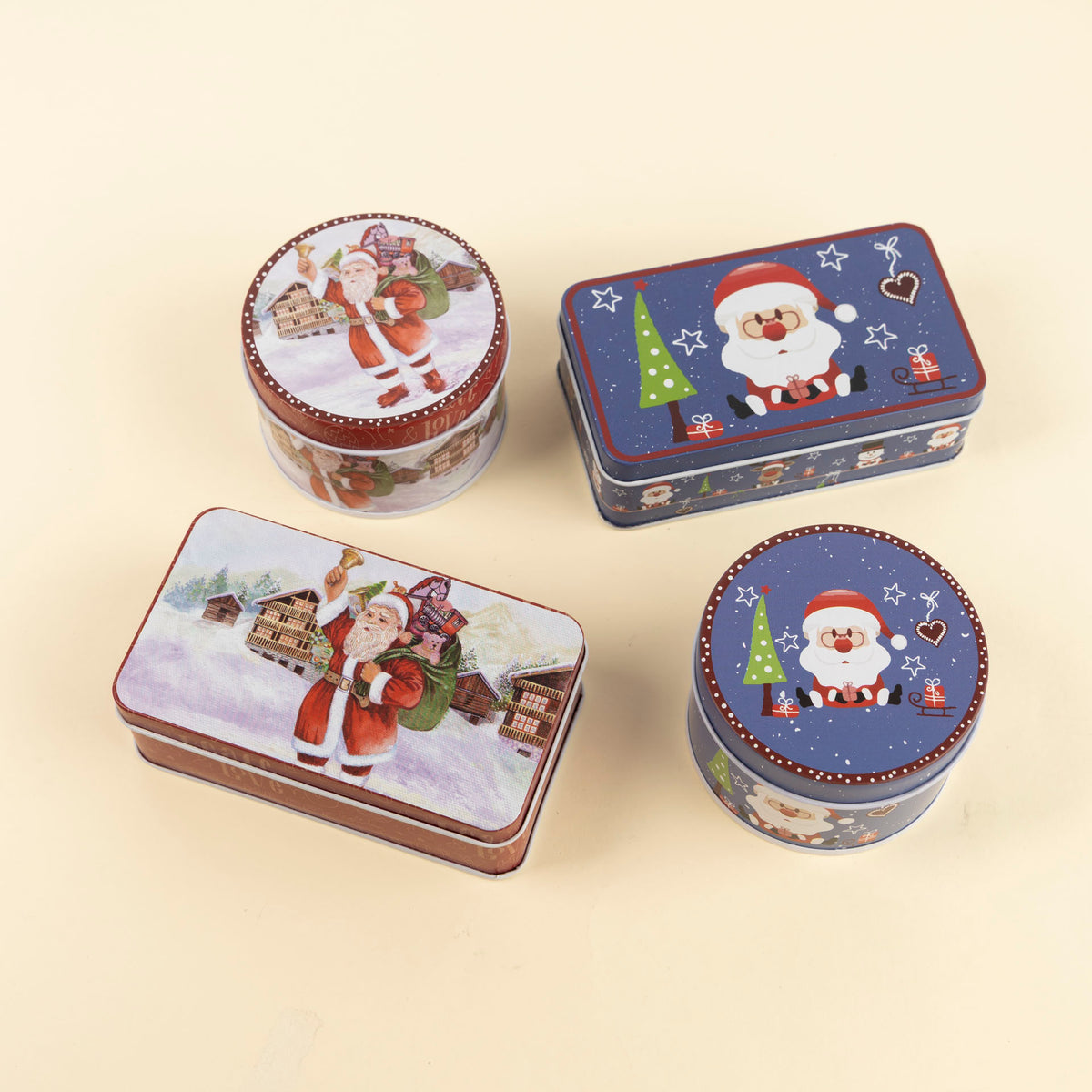 Mini Round Christmas Storage Tins (assorted styles)