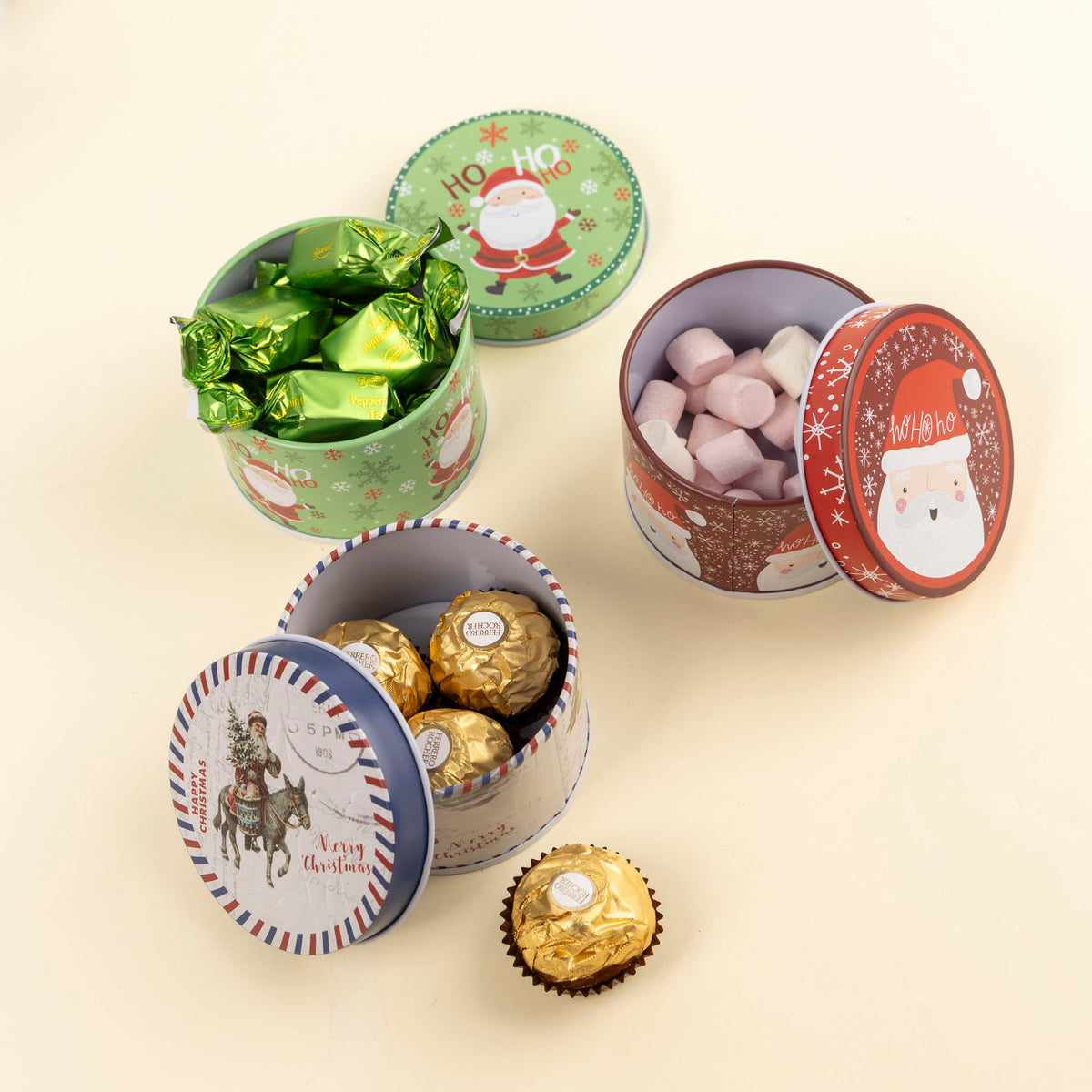 Mini Round Christmas Storage Tins (assorted styles)