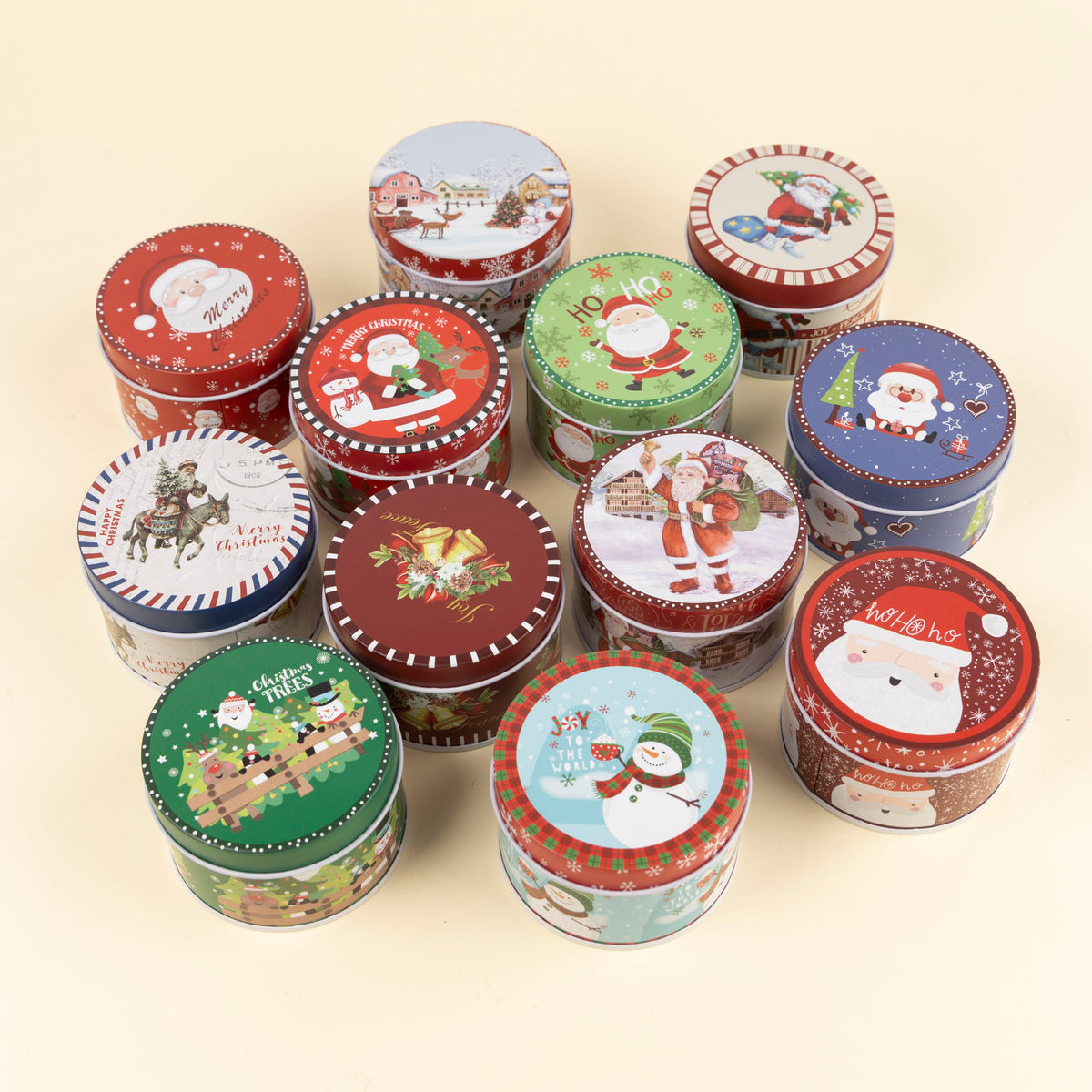 Mini Round Christmas Storage Tins (assorted styles)