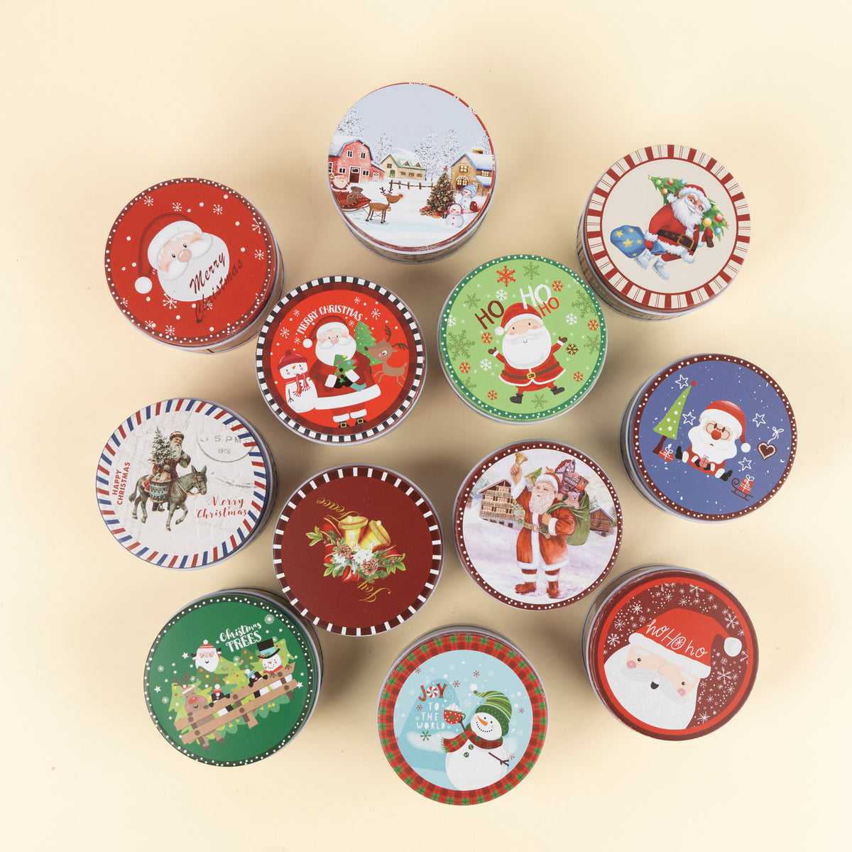 Mini Round Christmas Storage Tins (assorted styles)