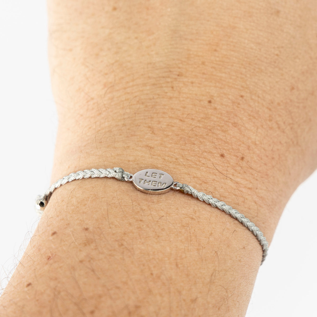 "Let Them" Sterling Silver and Silk Cord Bracelet