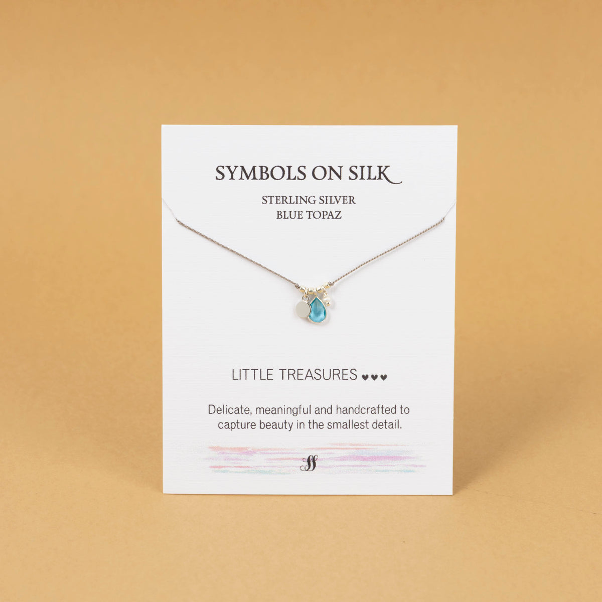 "Little Treasures" Semi Precious Stone, Pearl and Sterling Silver Disc on Silk (assorted)