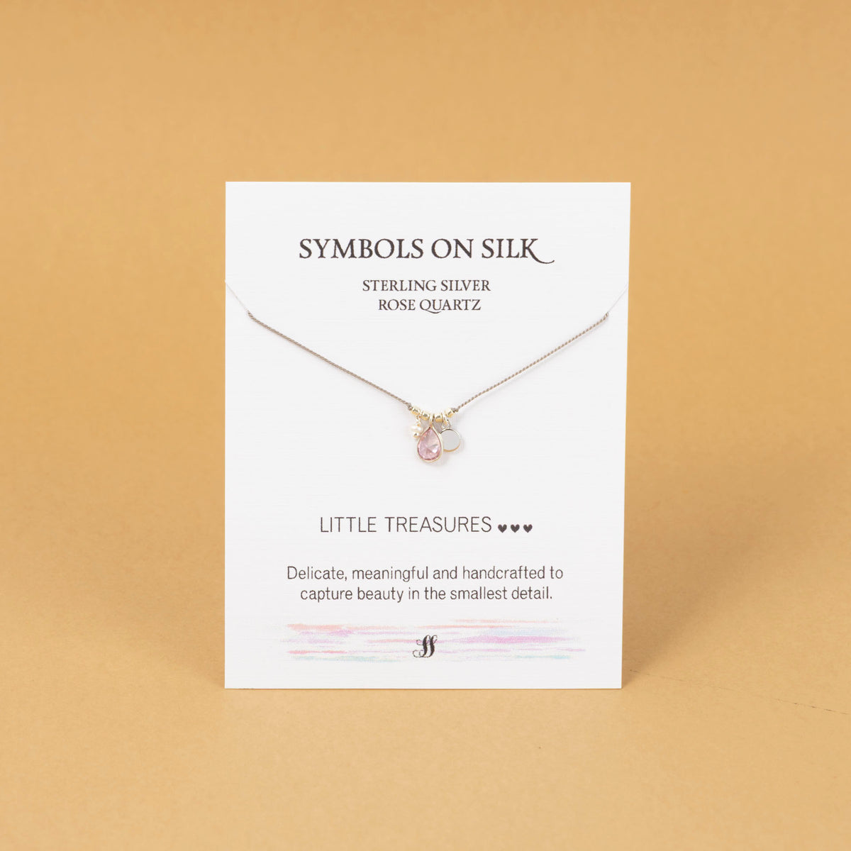 "Little Treasures" Semi Precious Stone, Pearl and Sterling Silver Disc on Silk (assorted)