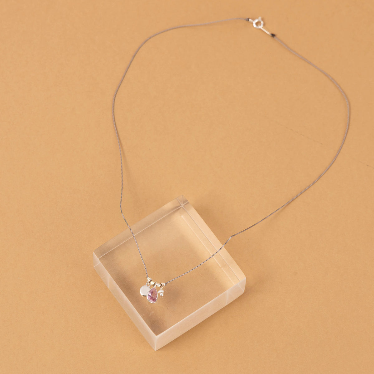 "Little Treasures" Semi Precious Stone, Pearl and Sterling Silver Disc on Silk (assorted)