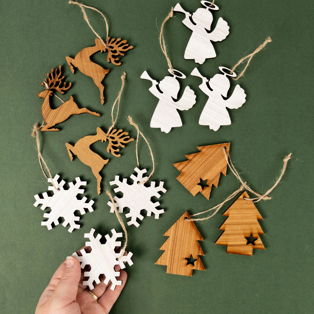 Wooden Christmas Ornament Gift Set in a Box