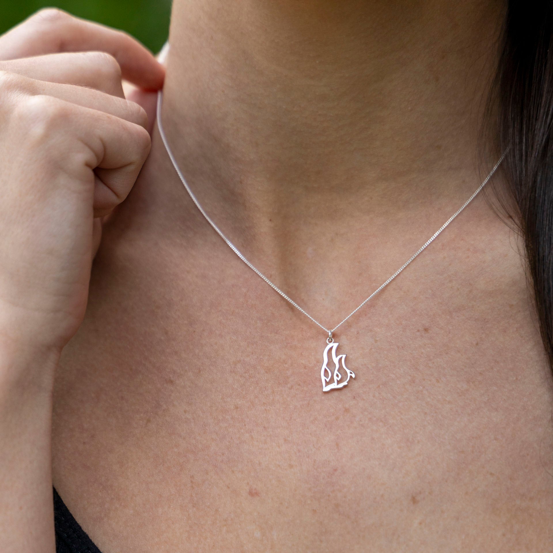 Sterling Silver Mom & Baby Penguin Necklace (on Silk or Chain)