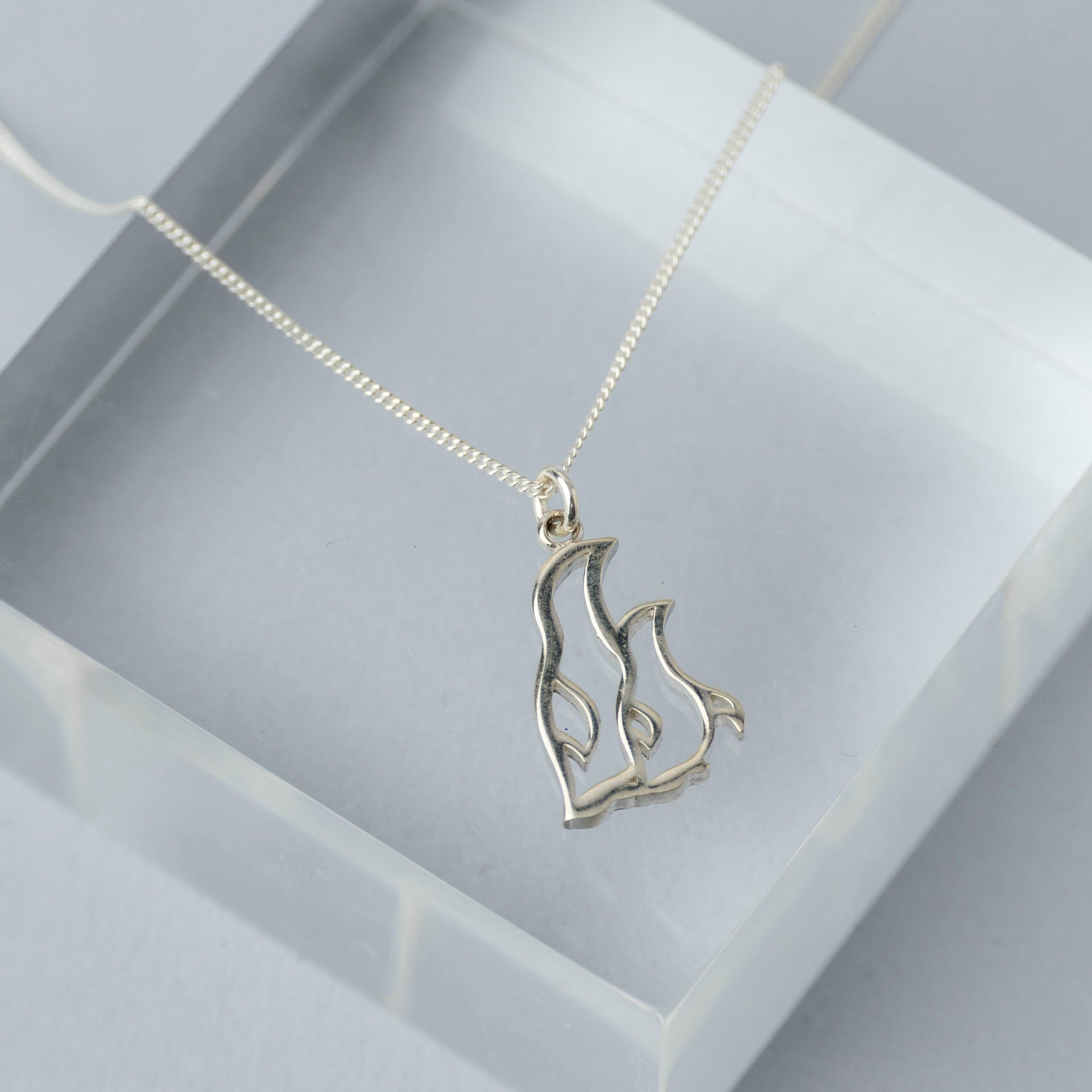 Sterling Silver Mom & Baby Penguin Necklace (on Silk or Chain)