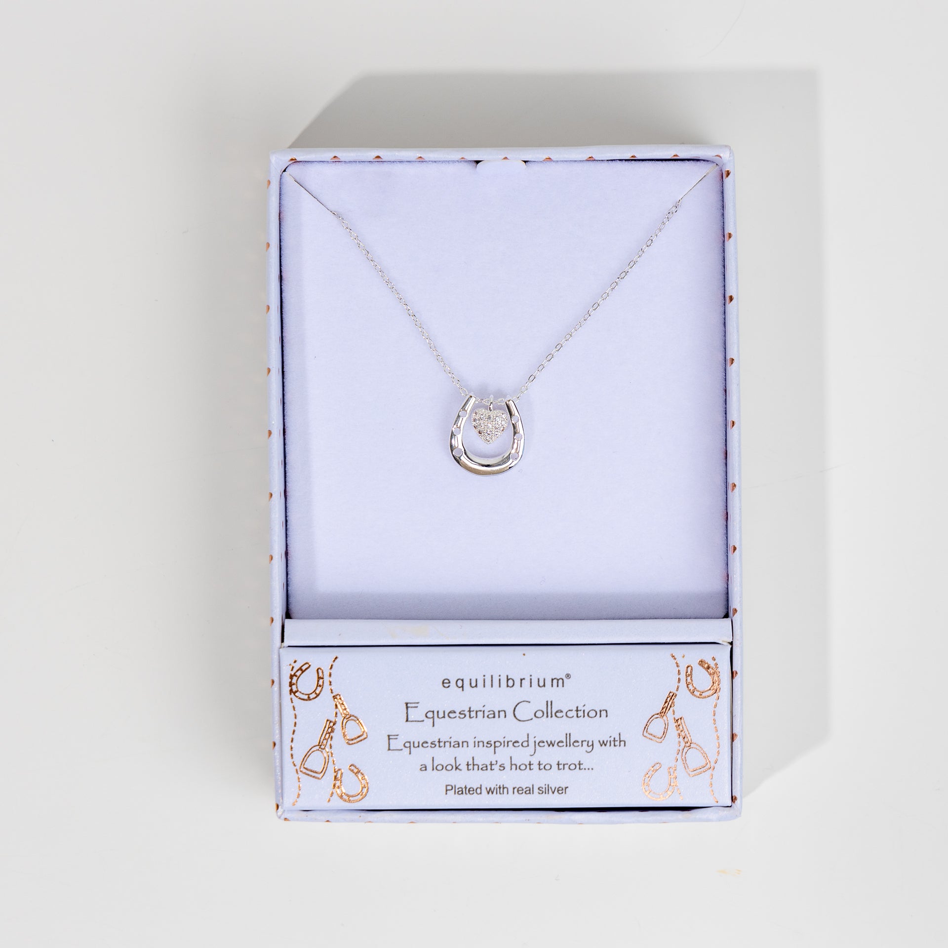 Equestrian Horseshoe and Heart Necklace