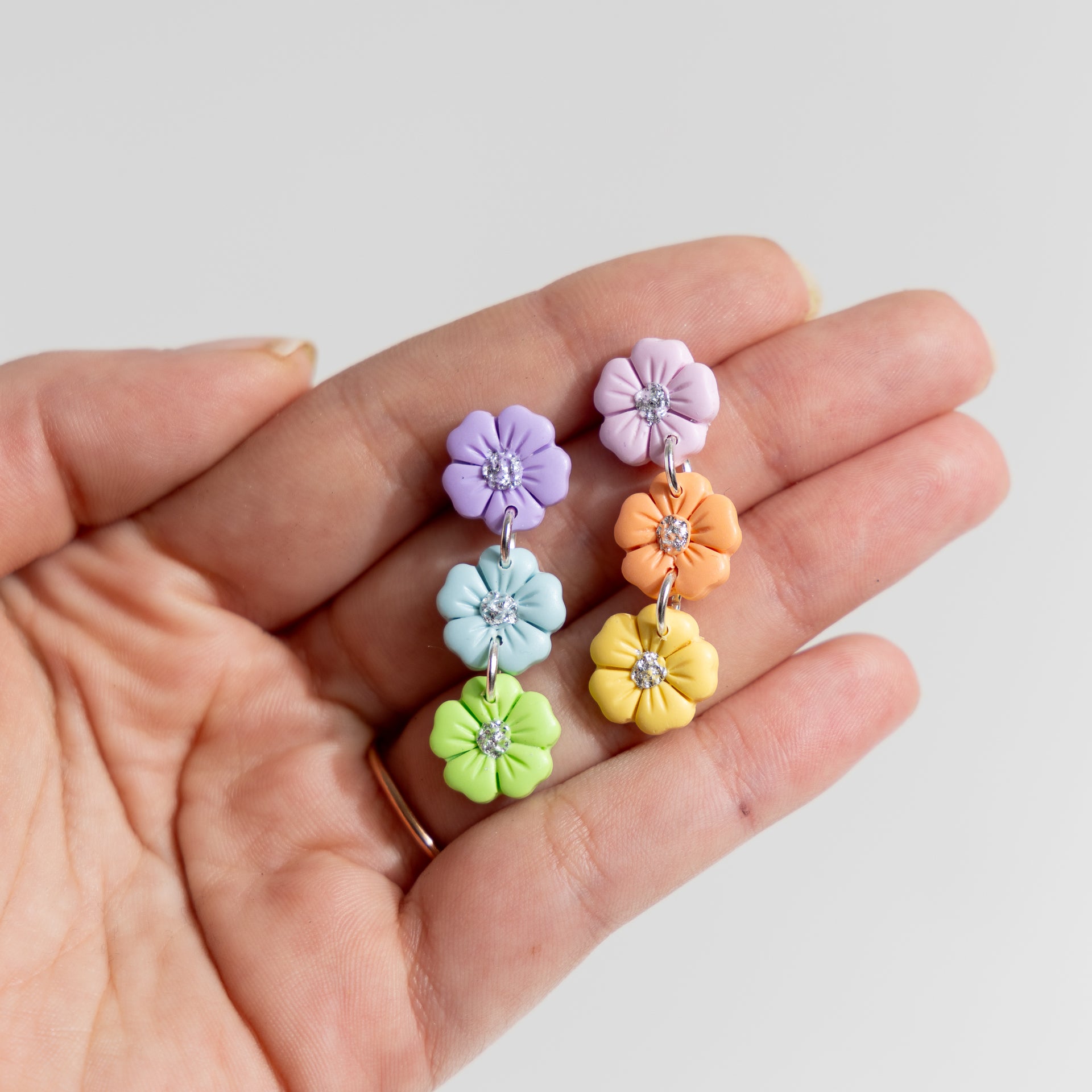 Rainbow Floral Dangle Earrings
