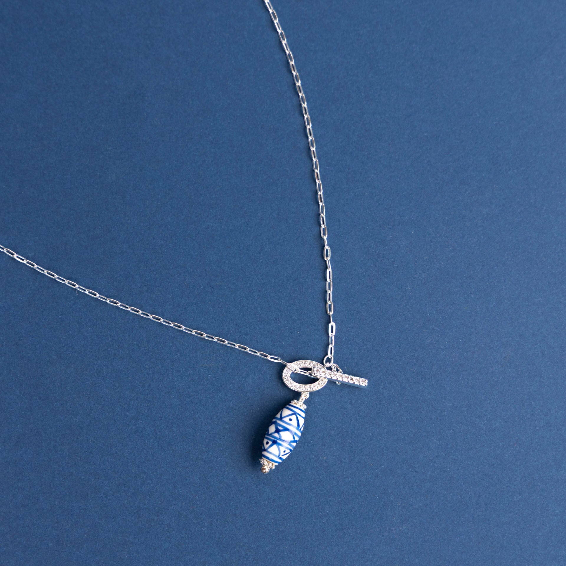 Aztec Ceramic Bead T-Bar Necklace