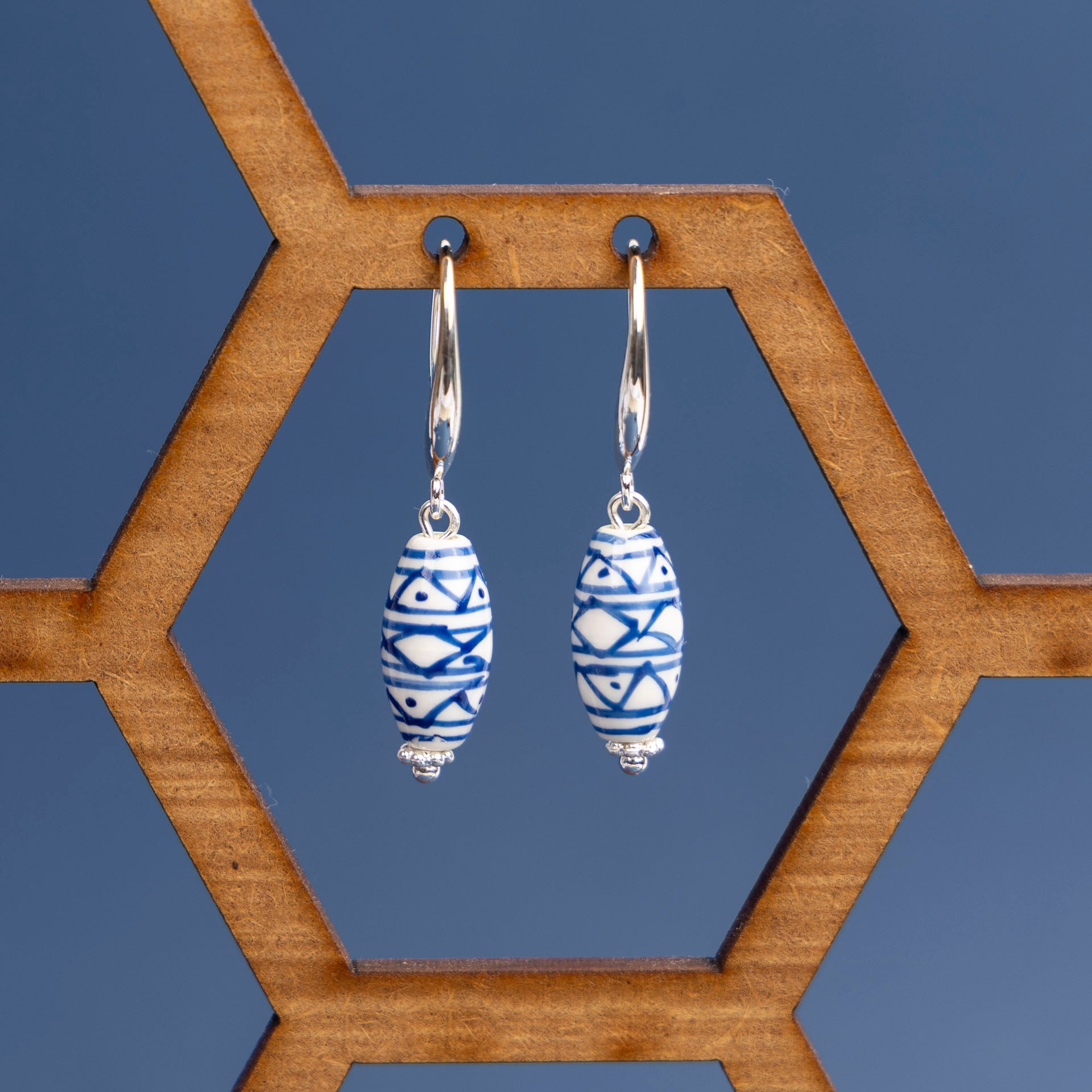 Aztec Ceramic Bead Drop Earrings