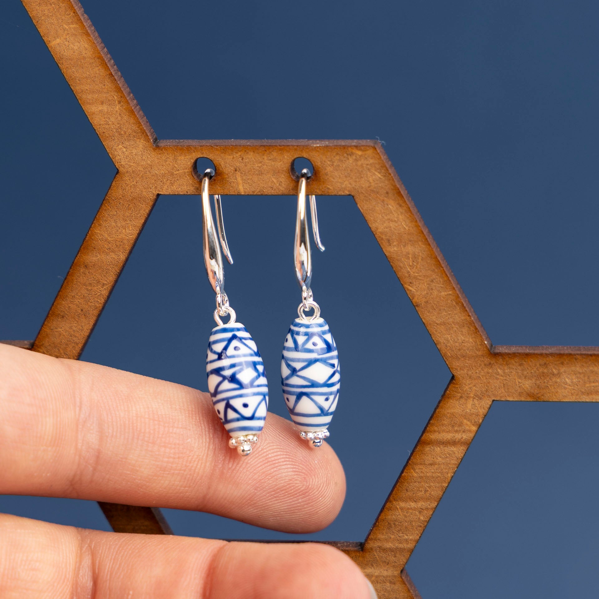 Aztec Ceramic Bead Drop Earrings
