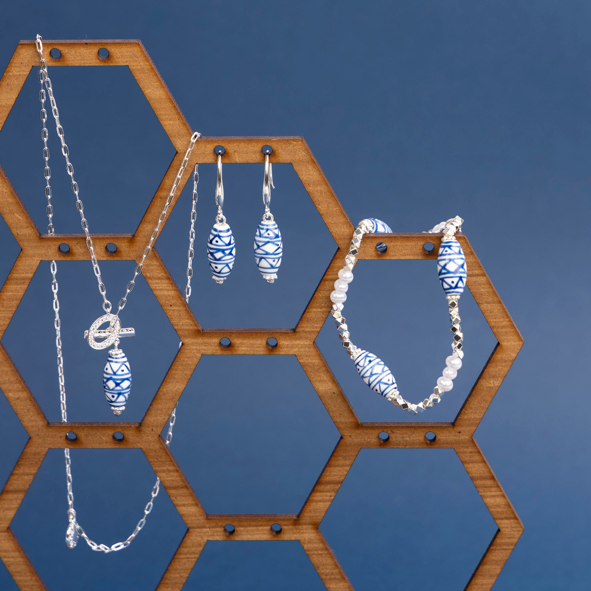 Aztec Ceramic Bead Drop Earrings