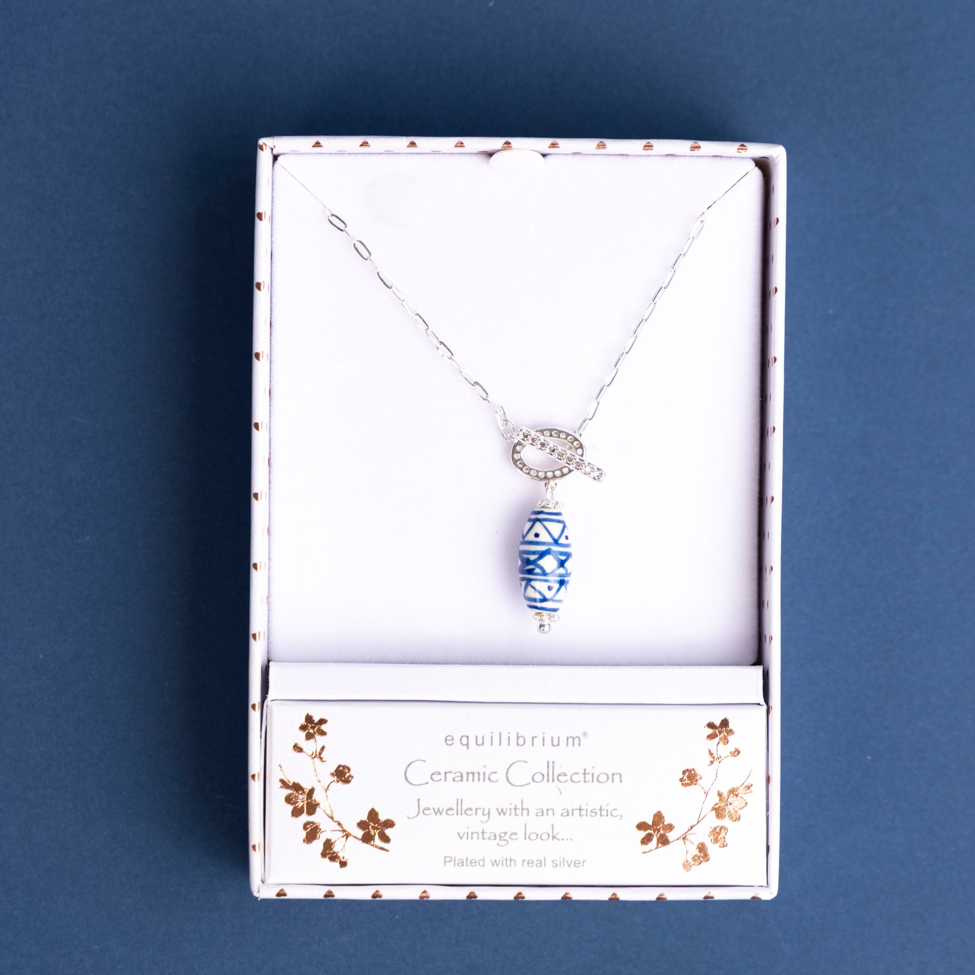 Aztec Ceramic Bead T-Bar Necklace
