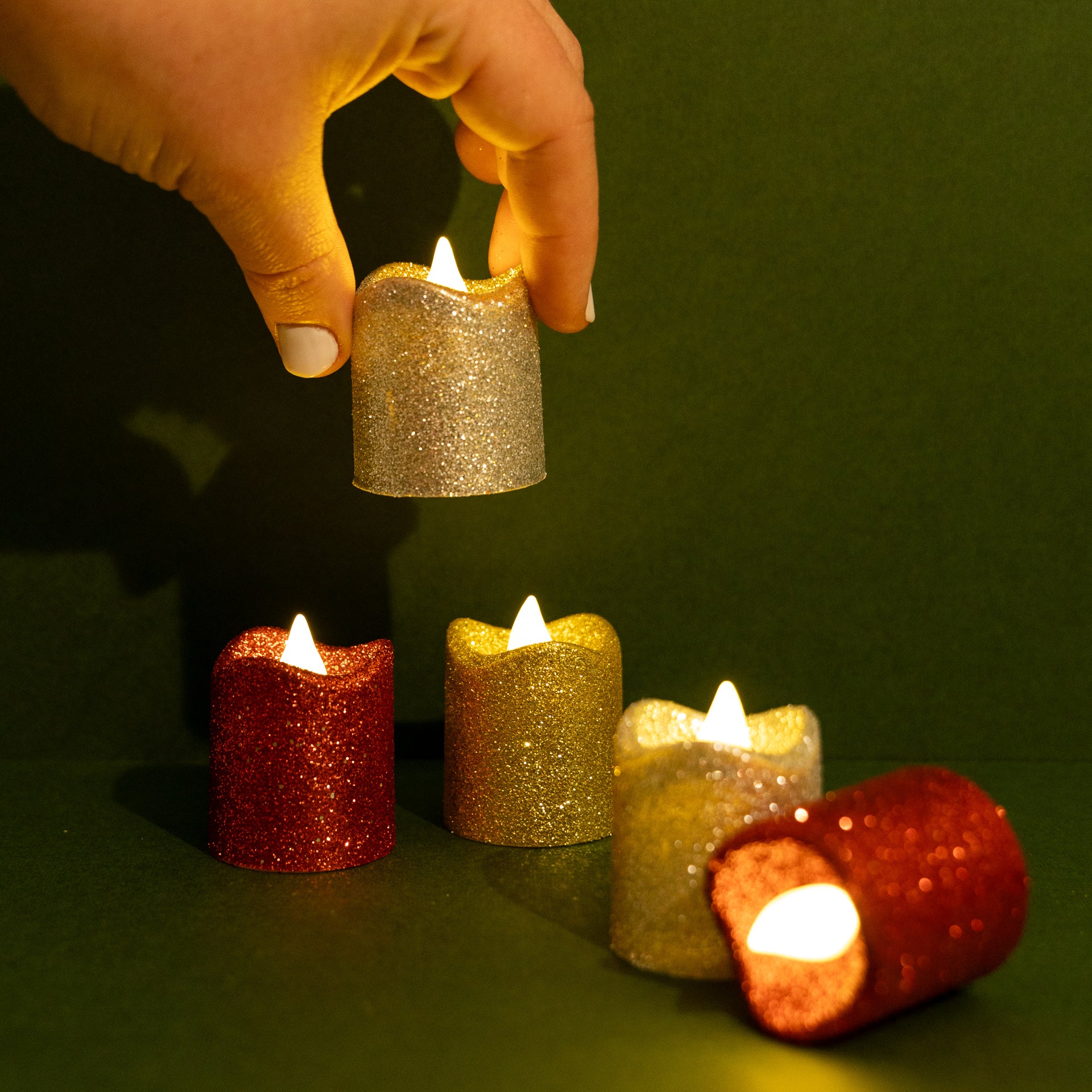 Christmas LED Glitter Candles (set of 12)