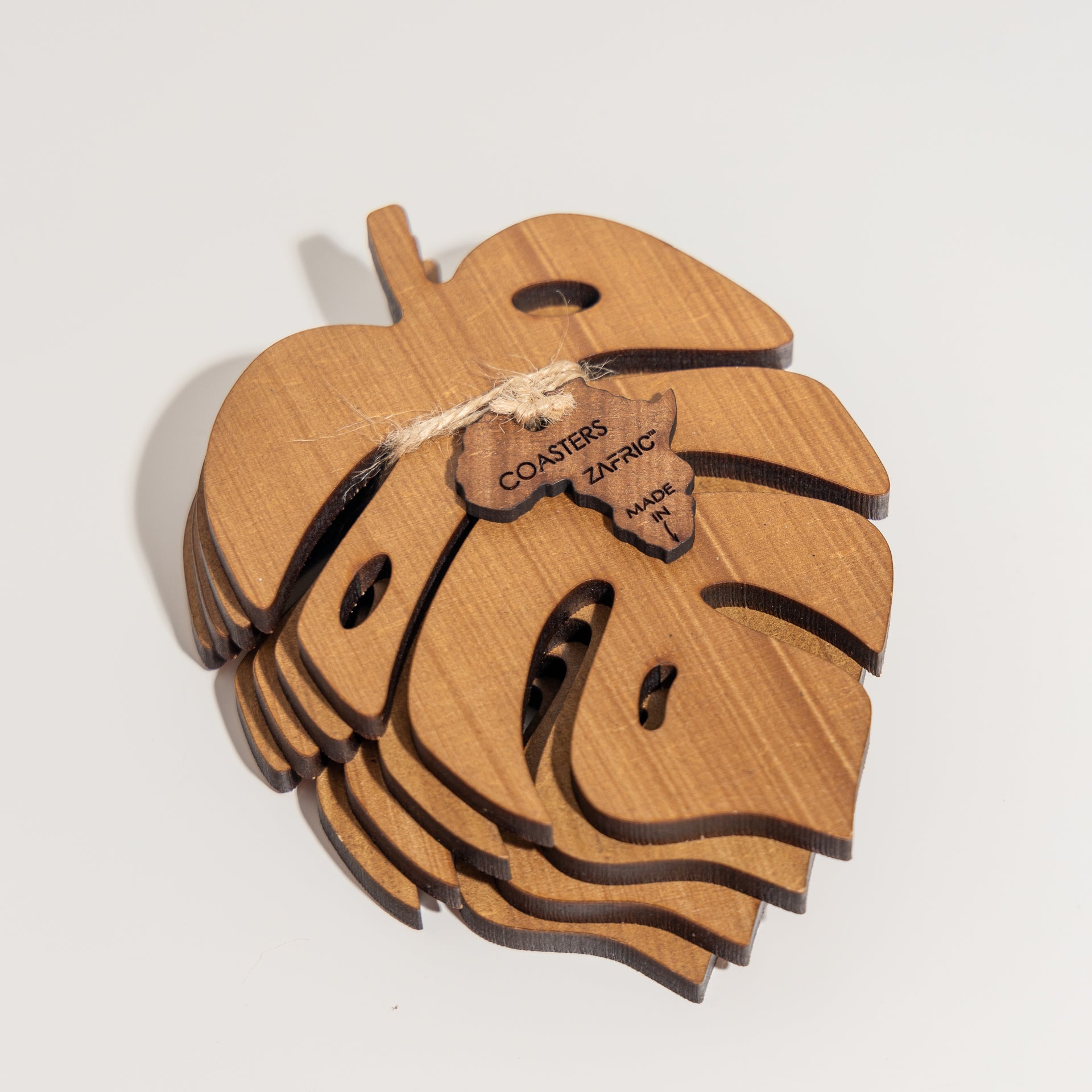 Monstera Leaf Wooden Coasters (Set of 4)