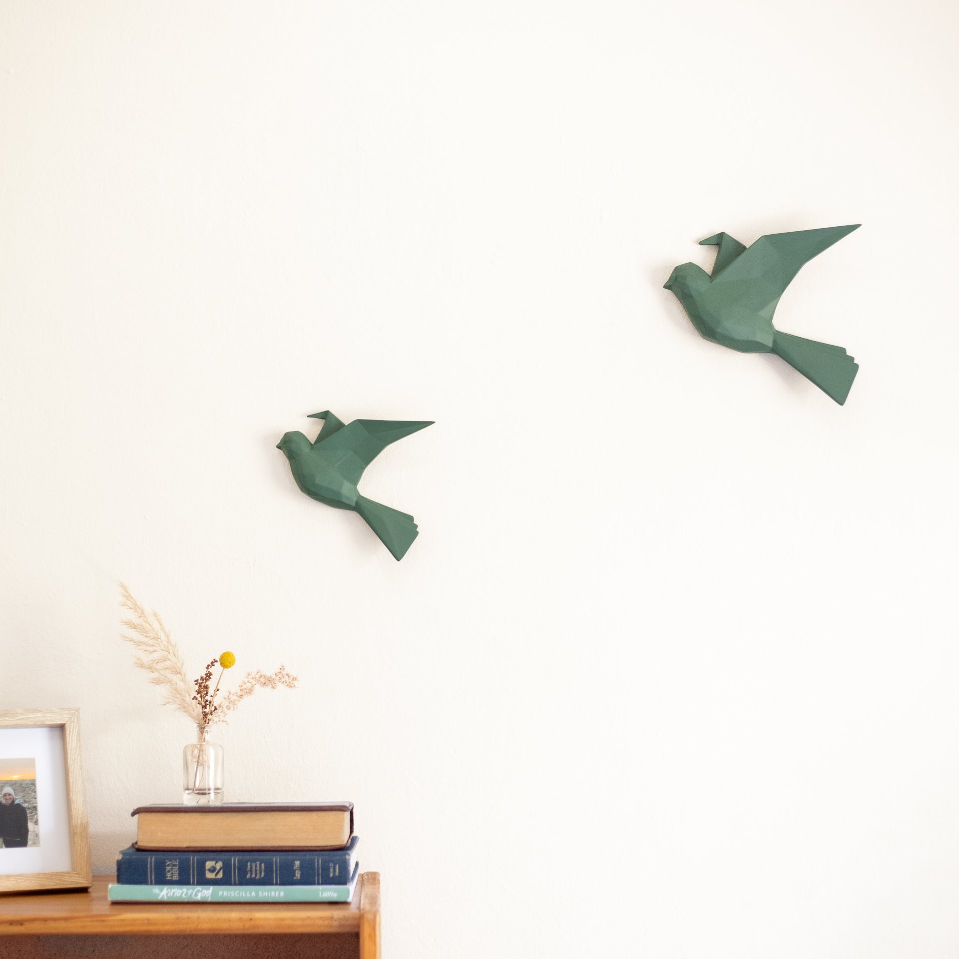 Matte Jungle Green Origami Bird Wall Art (large)