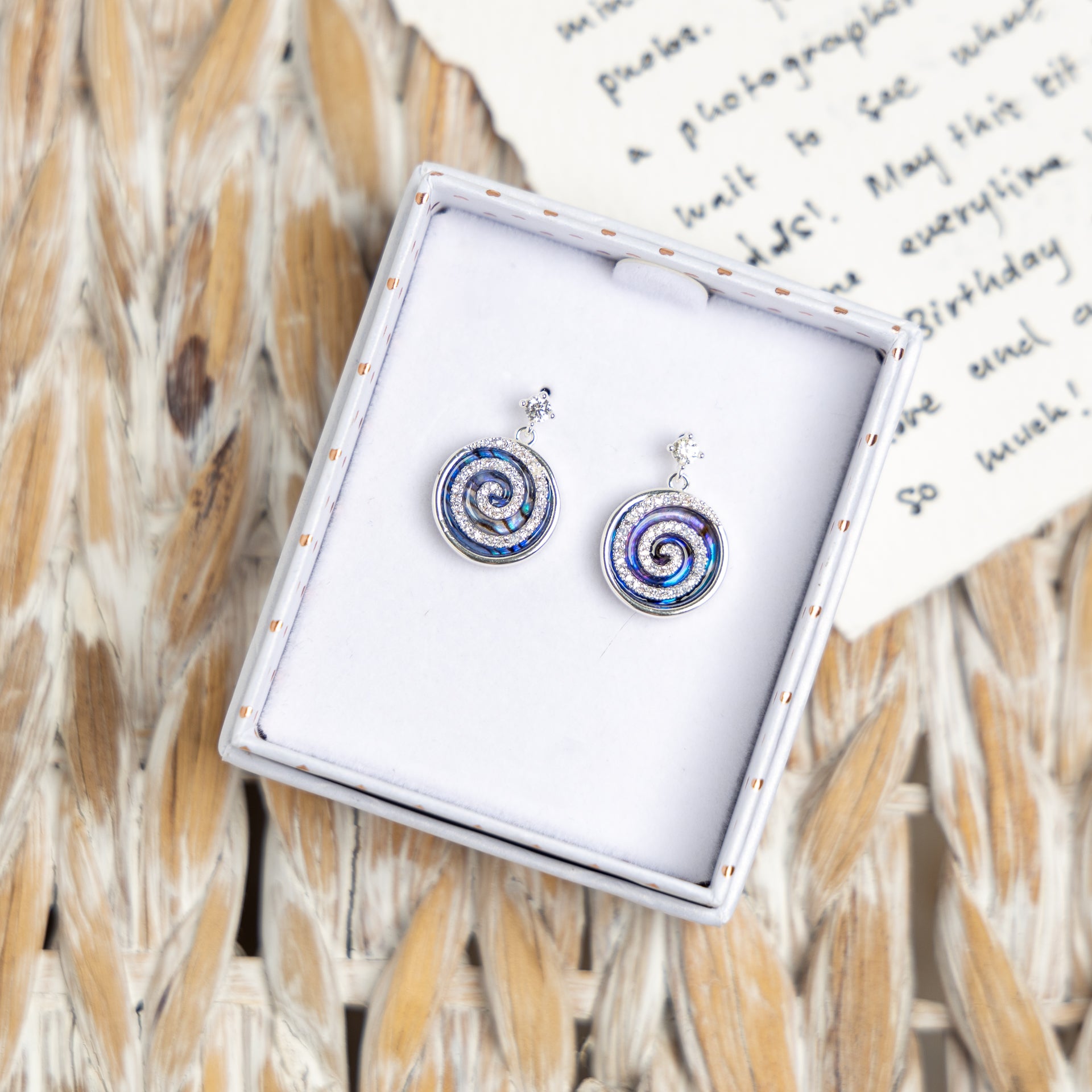 Pāua Shell Swirl Earrings