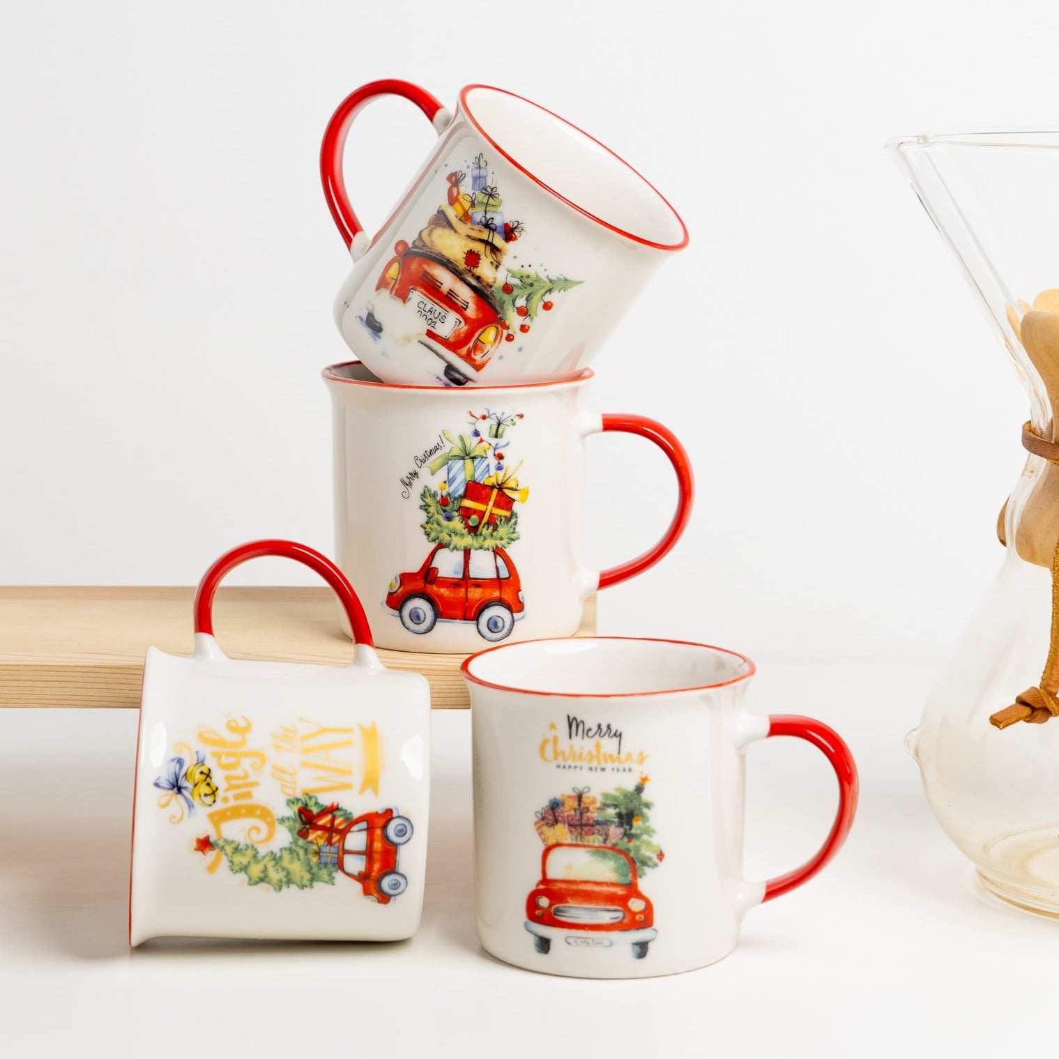 Petite White Christmas Mugs
