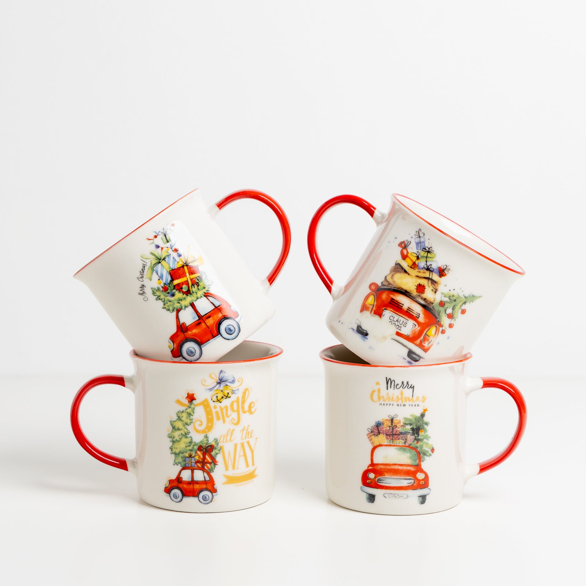 Petite White Christmas Mugs
