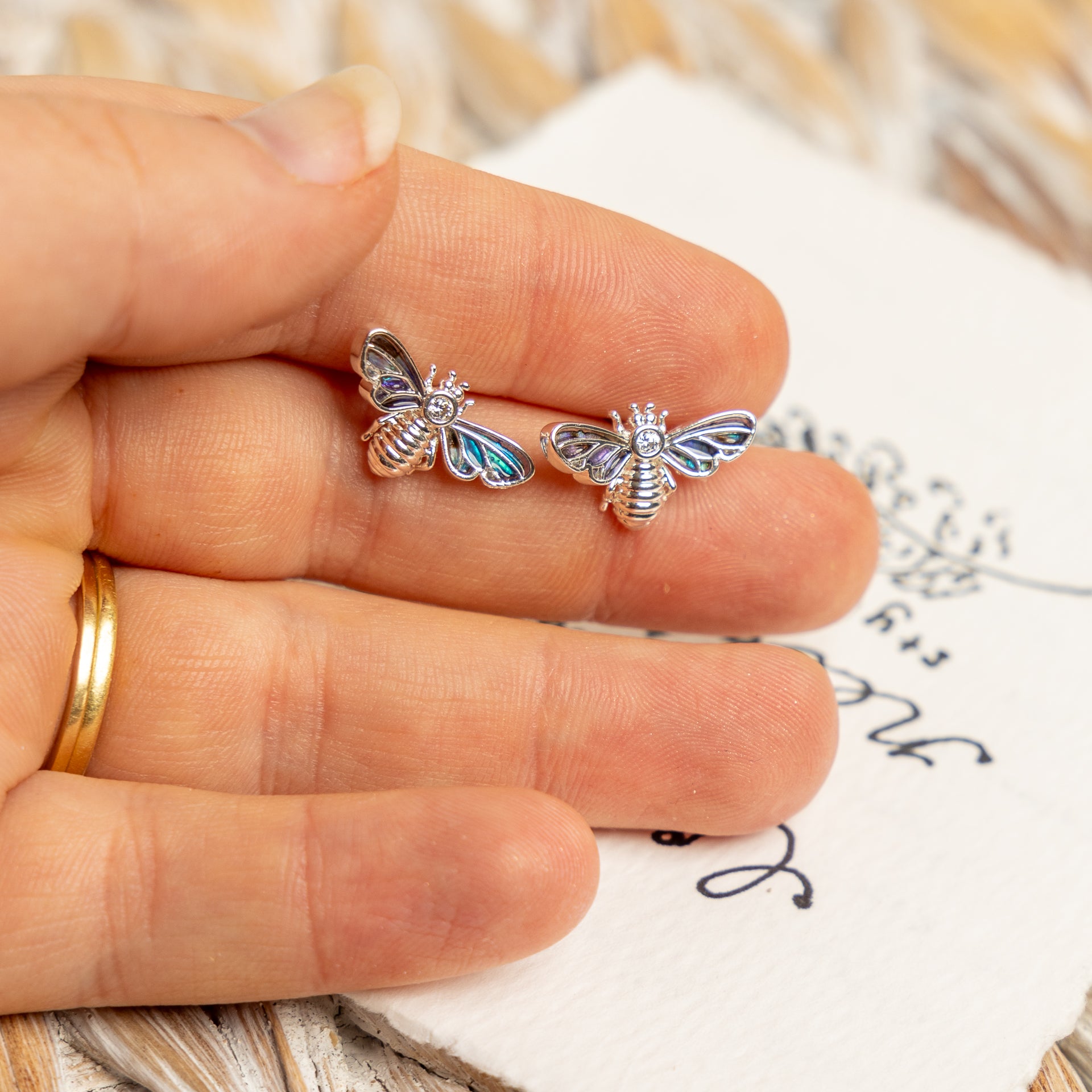 Pāua Shell Bee Earrings