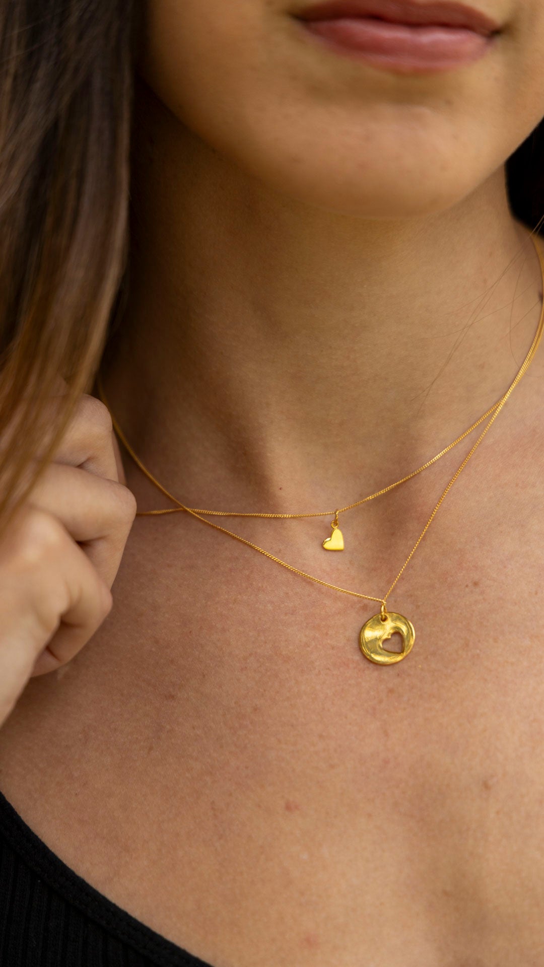 Mother and Daughter Heart Necklace Set (Sterling Silver or Gold Dipped)