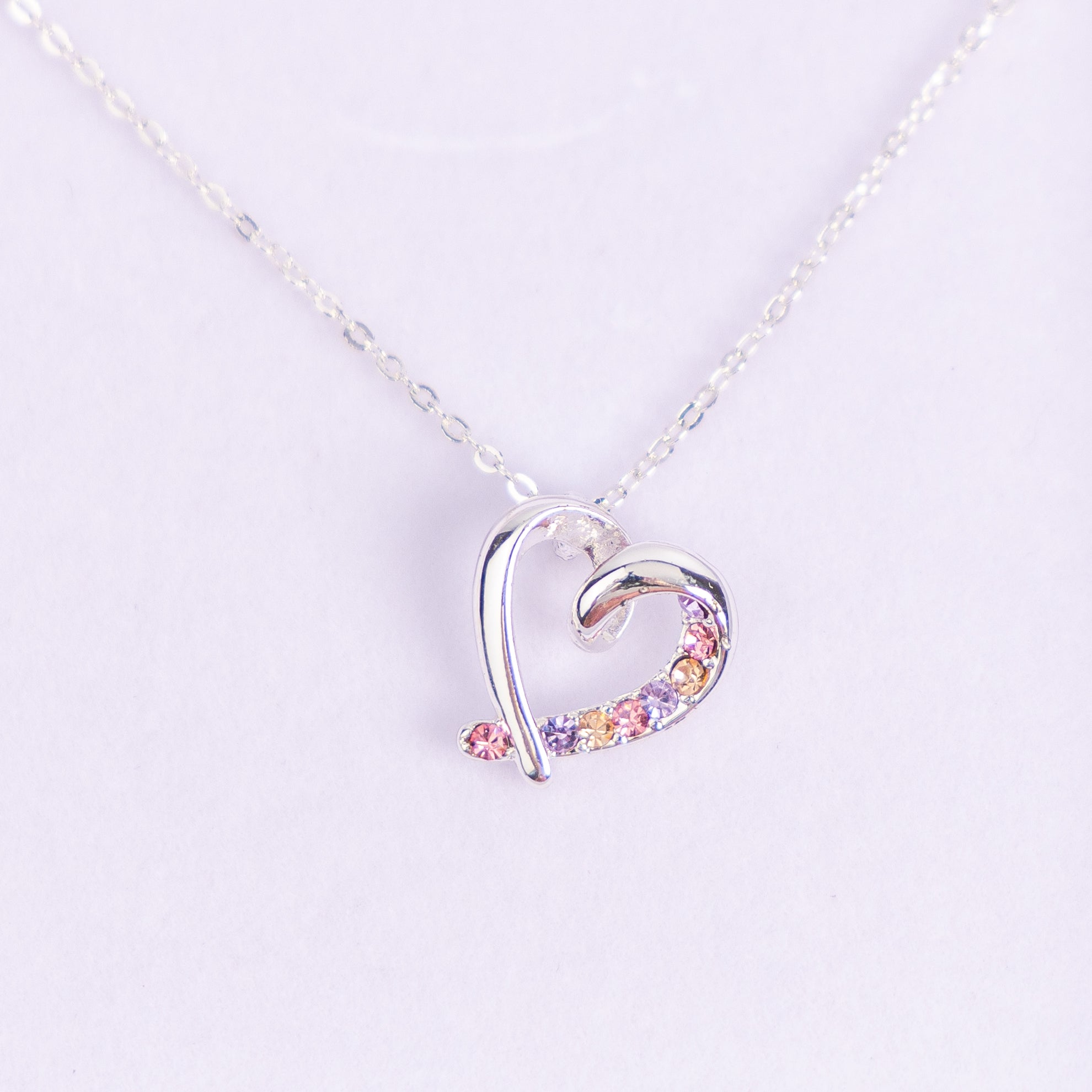 Elegant Pastel Loop Heart Necklace