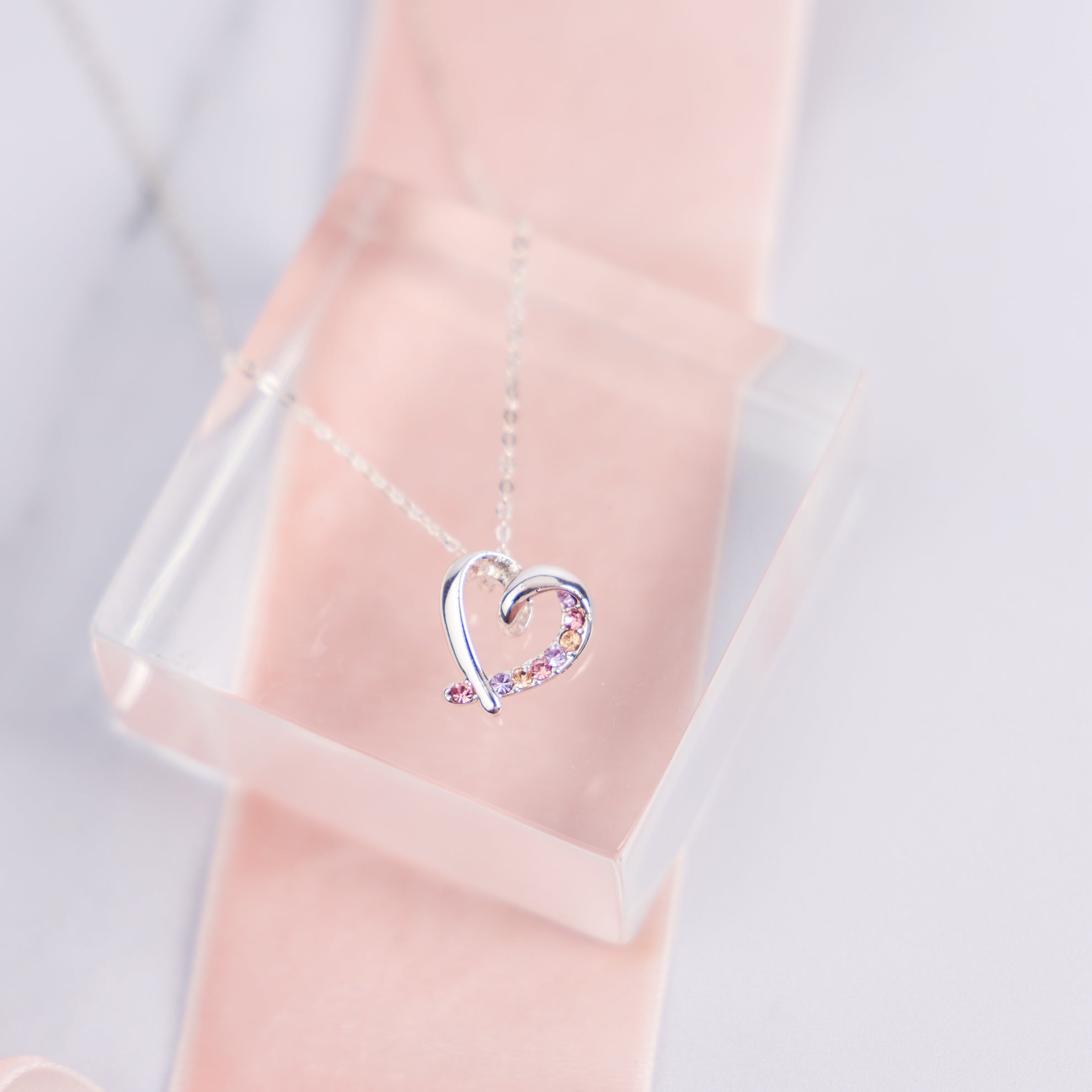 Elegant Pastel Loop Heart Necklace