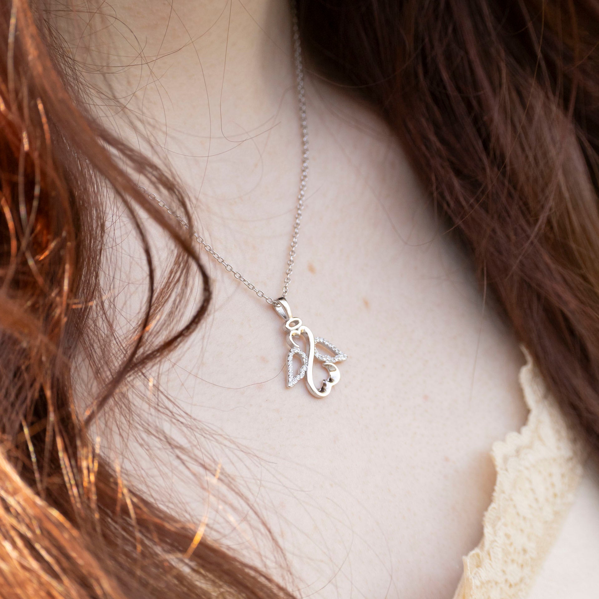 Sterling Silver Guardian Angel Necklace