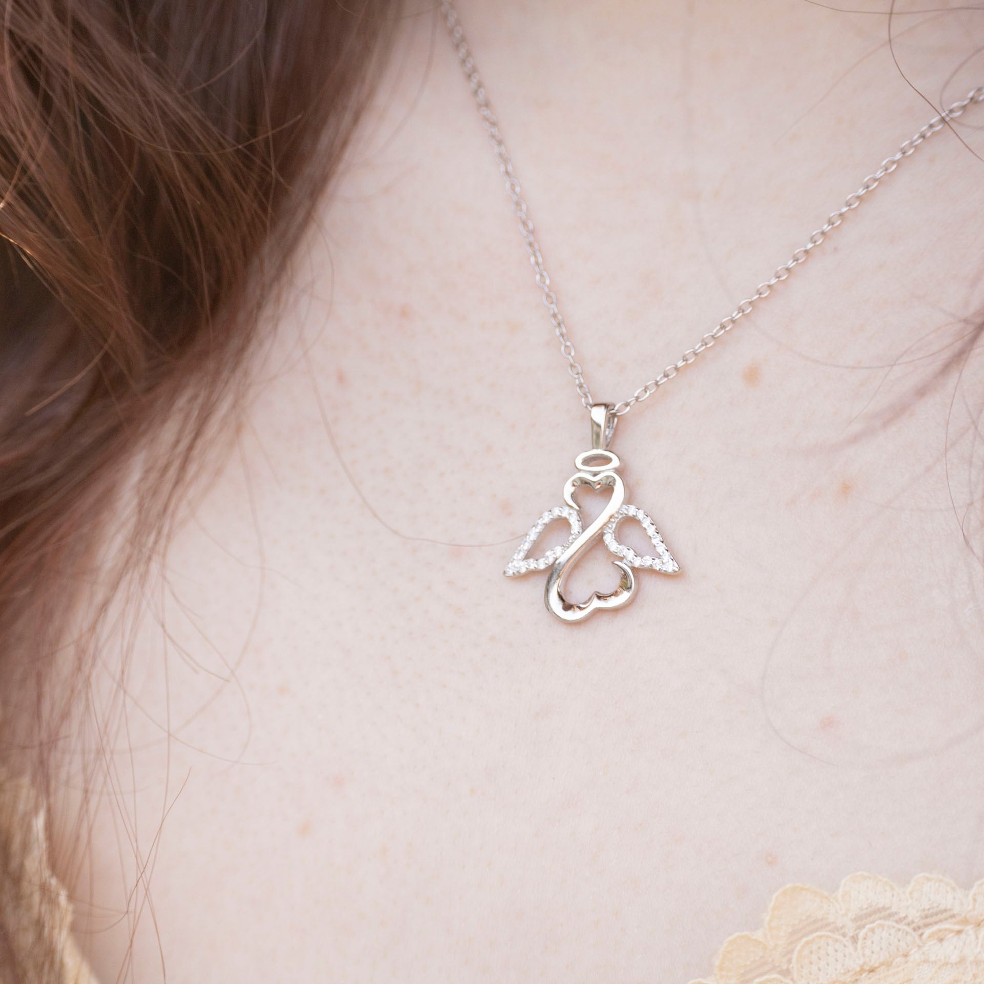 Sterling Silver Guardian Angel Necklace
