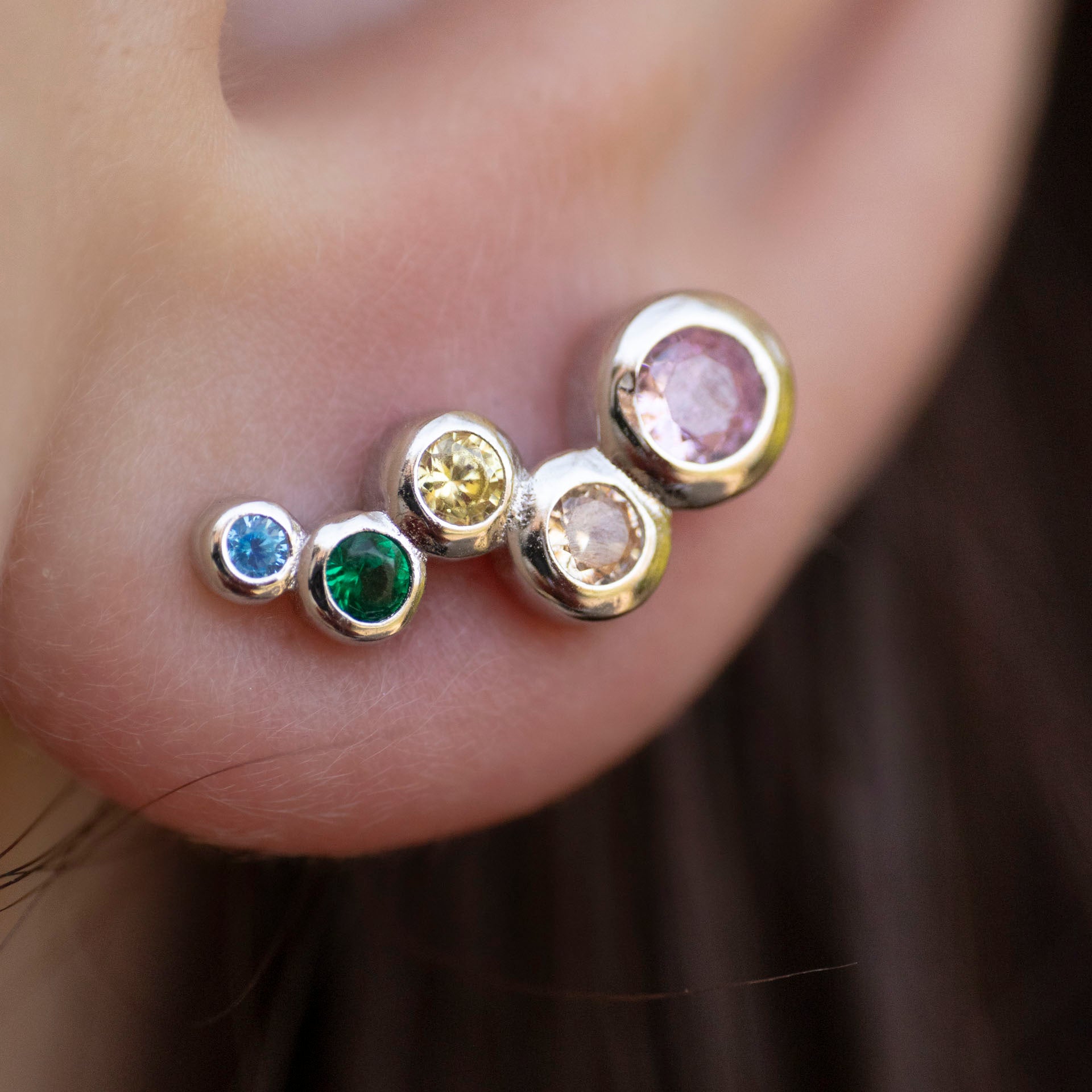 Sterling Silver Candy Cluster Stud Earrings