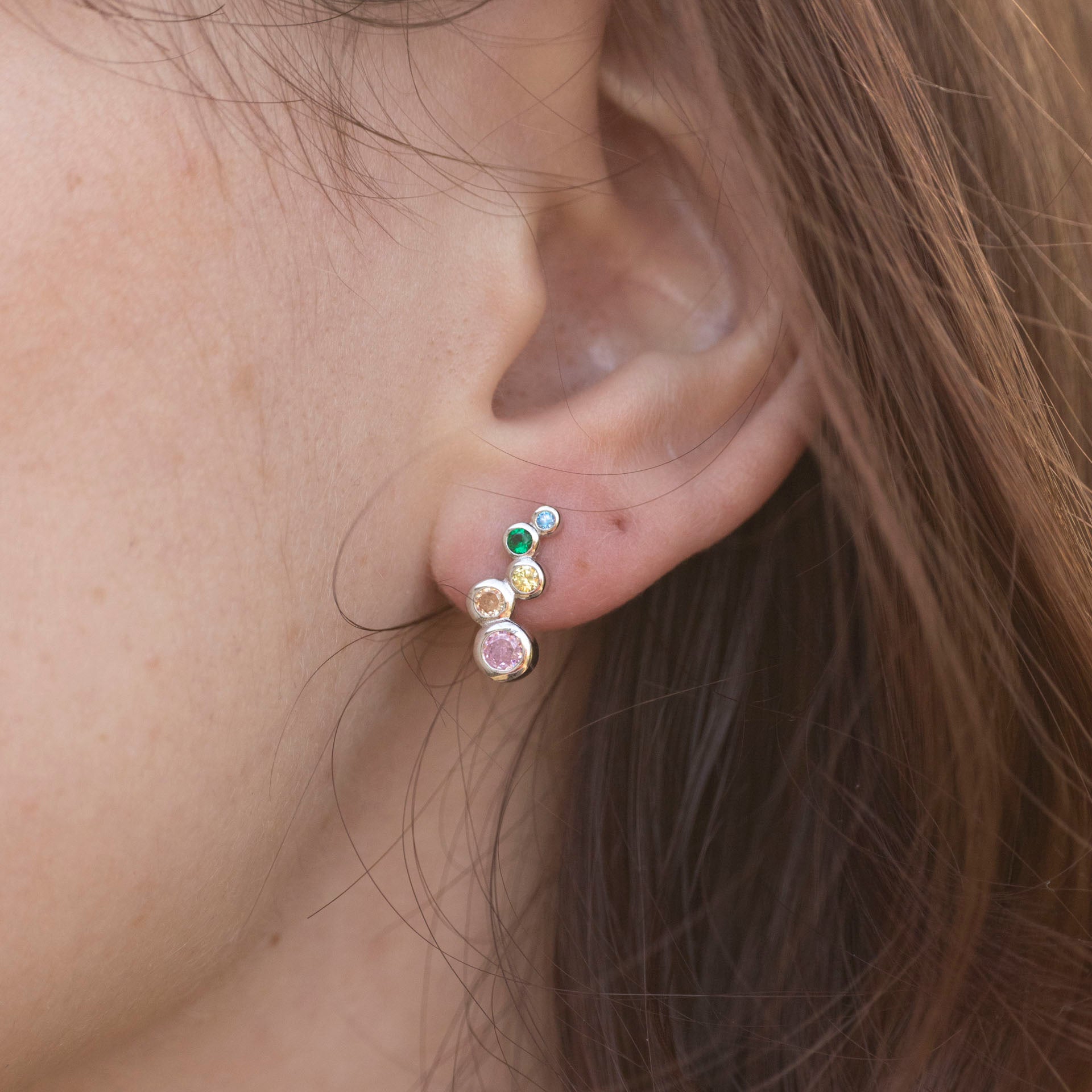 Sterling Silver Candy Cluster Stud Earrings