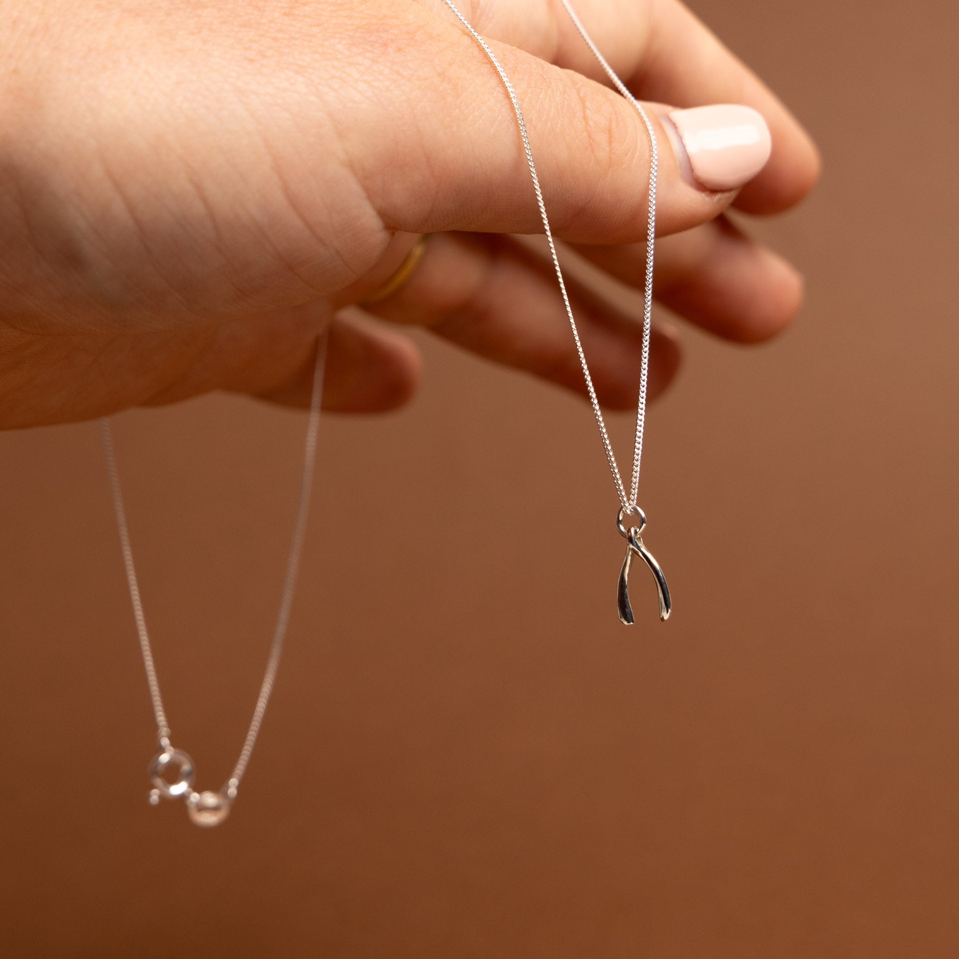 Sterling Silver Dainty Wishbone Necklace