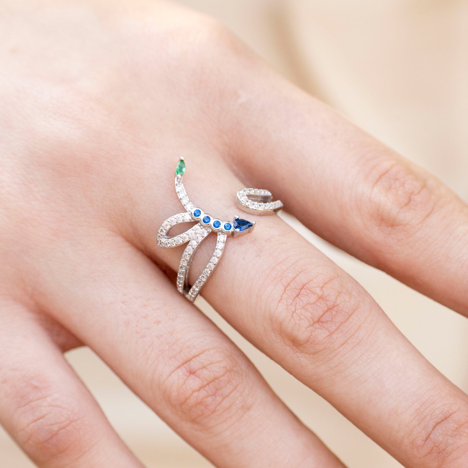 Sterling Silver "Fly Away" Dragonfly Adjustable Ring