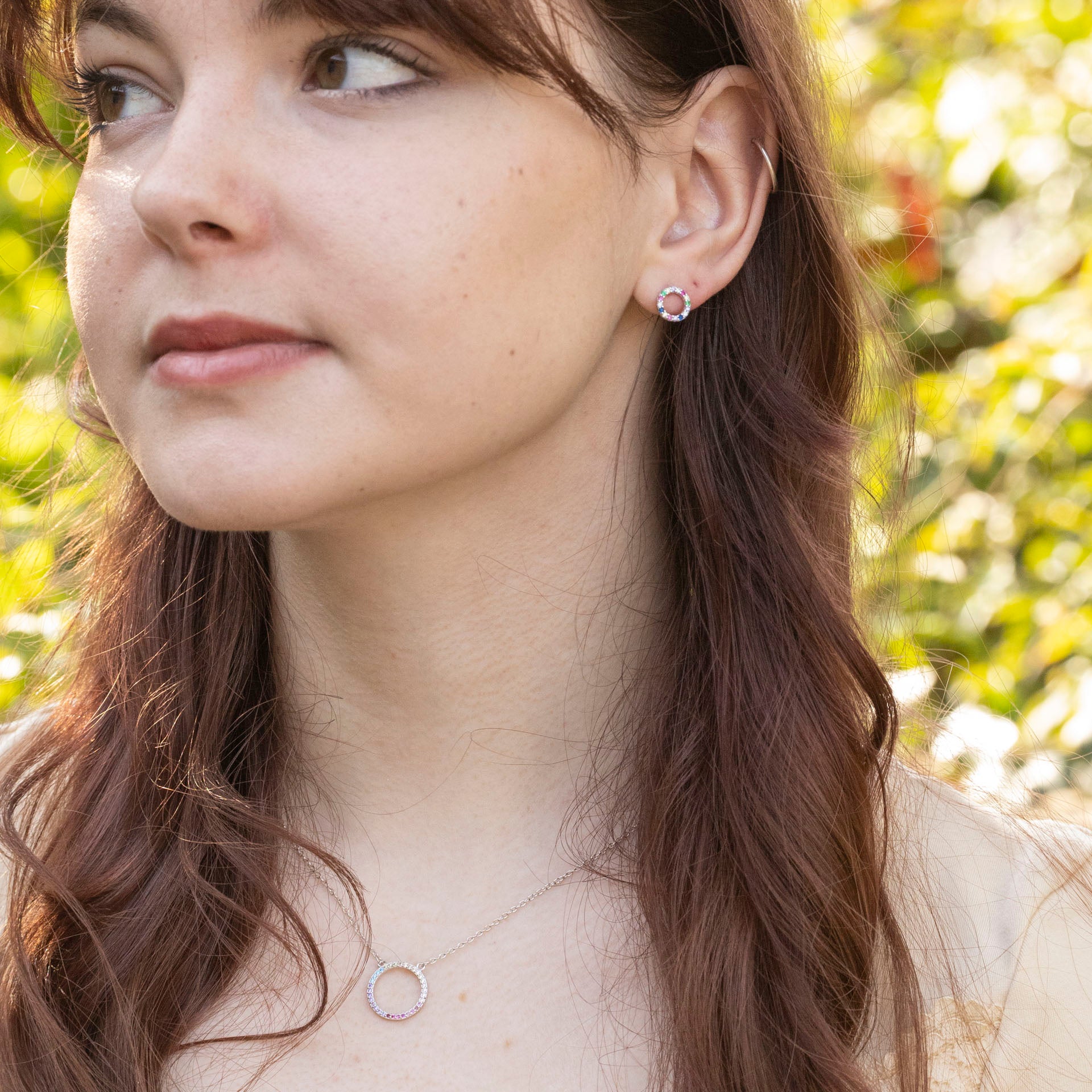 Sterling Silver Colour Me Crazy Circle Necklace