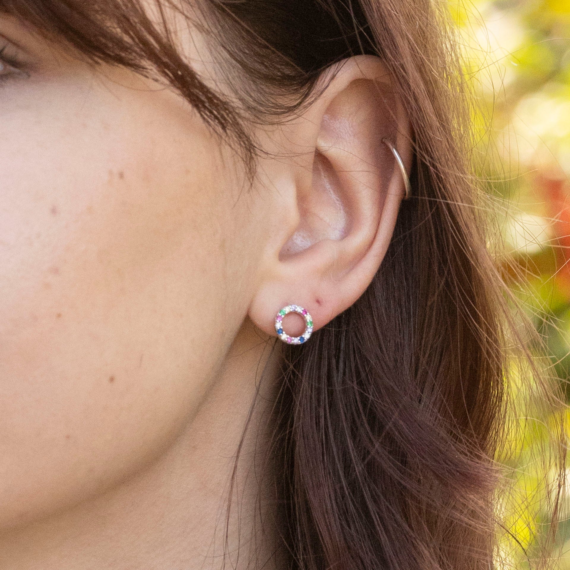 Sterling Silver "Colour Me Crazy" Circle Studs