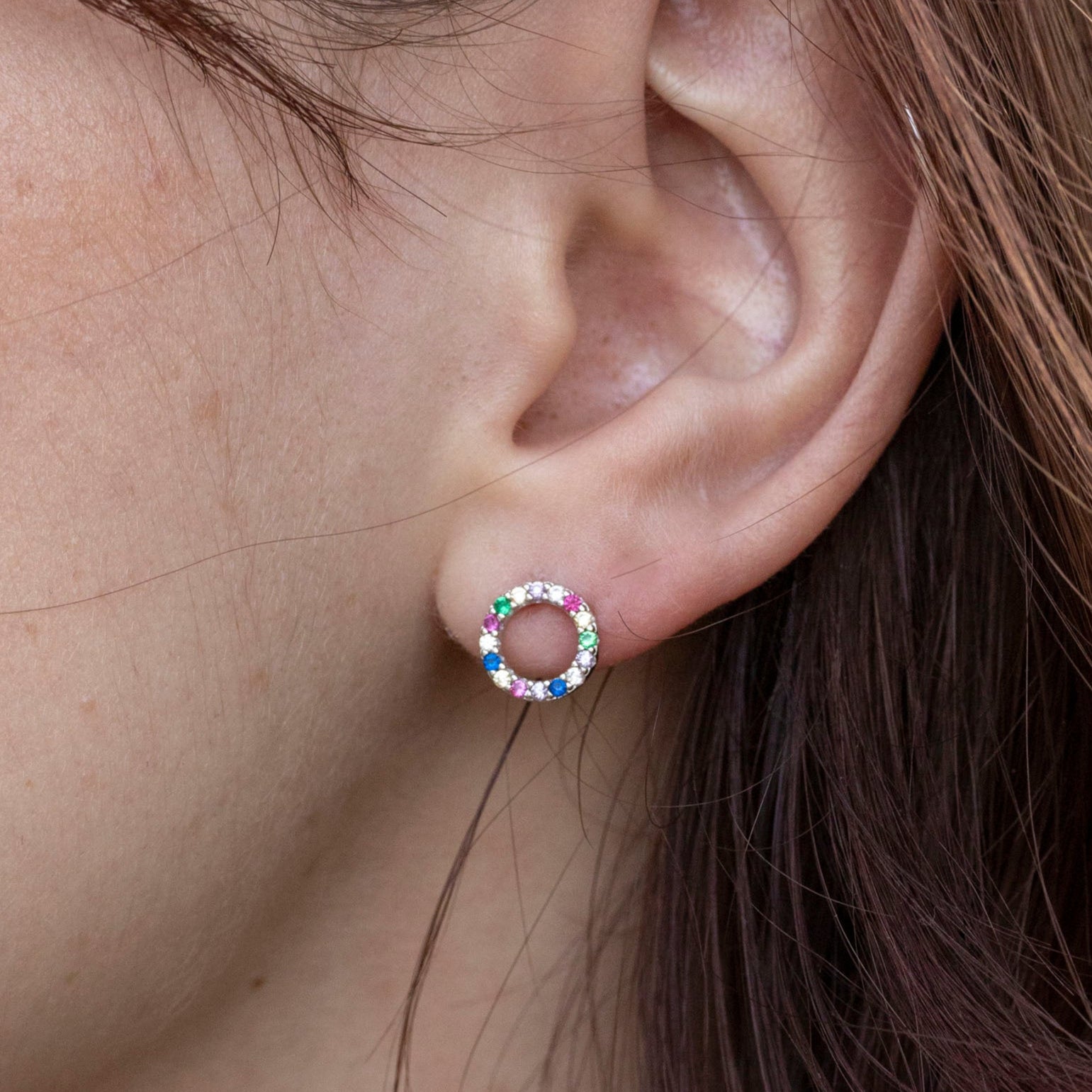 Sterling Silver "Colour Me Crazy" Circle Studs