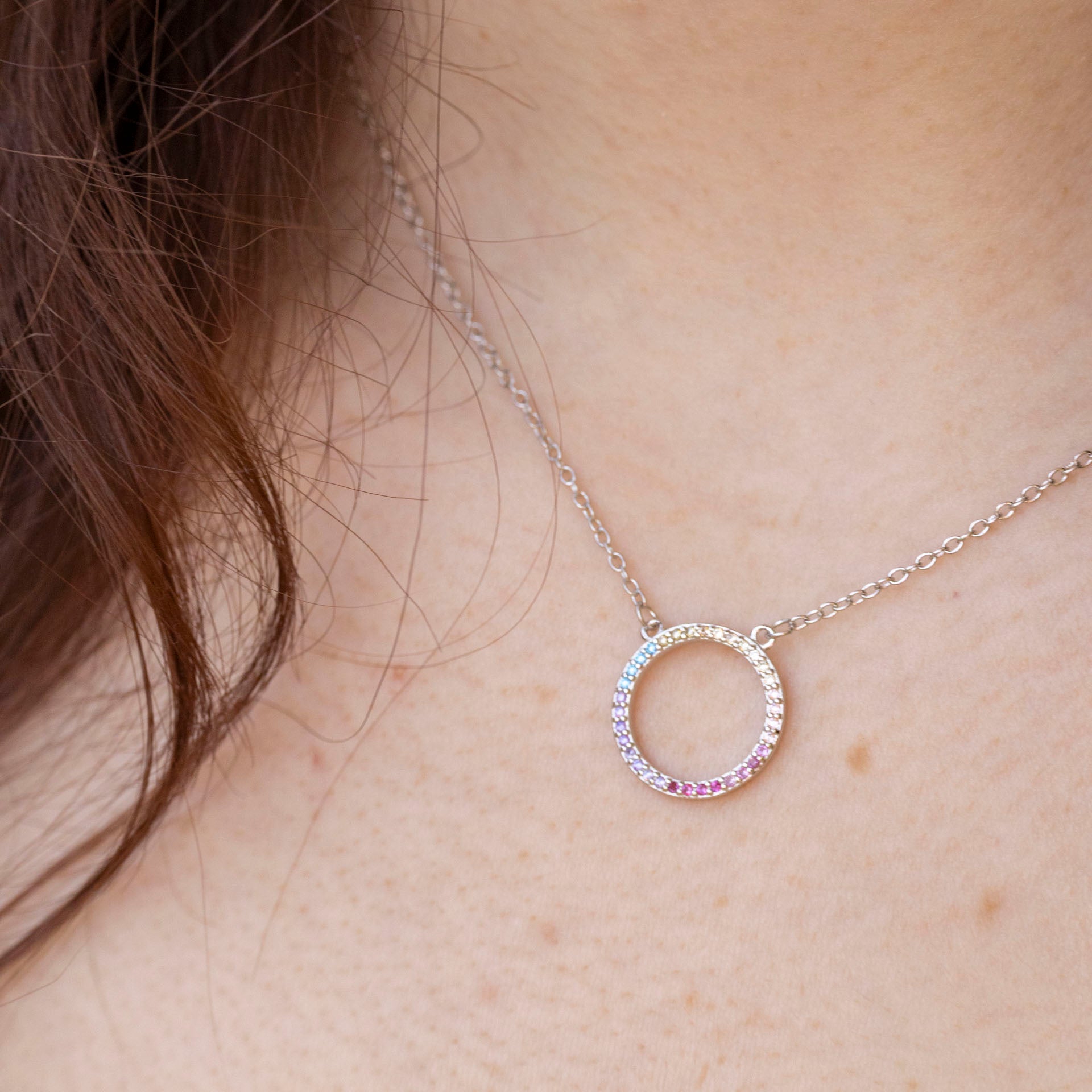 Sterling Silver Colour Me Crazy Circle Necklace
