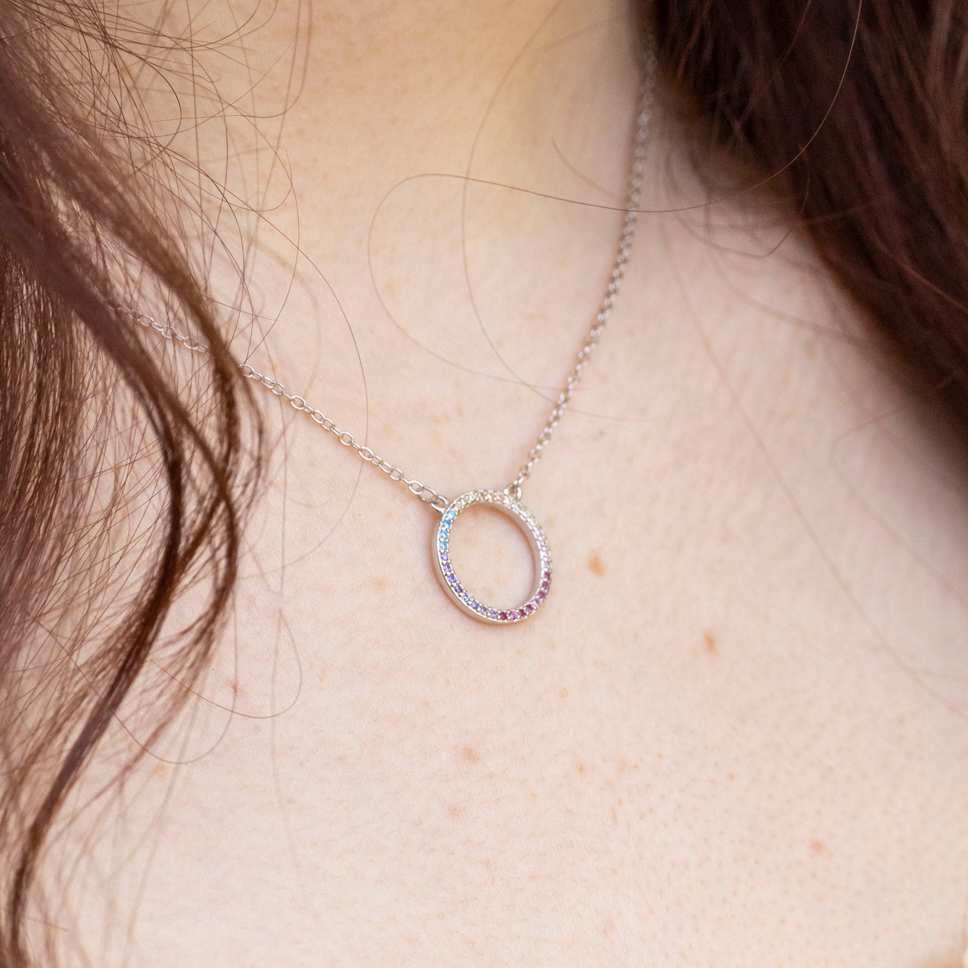 Sterling Silver Colour Me Crazy Circle Necklace