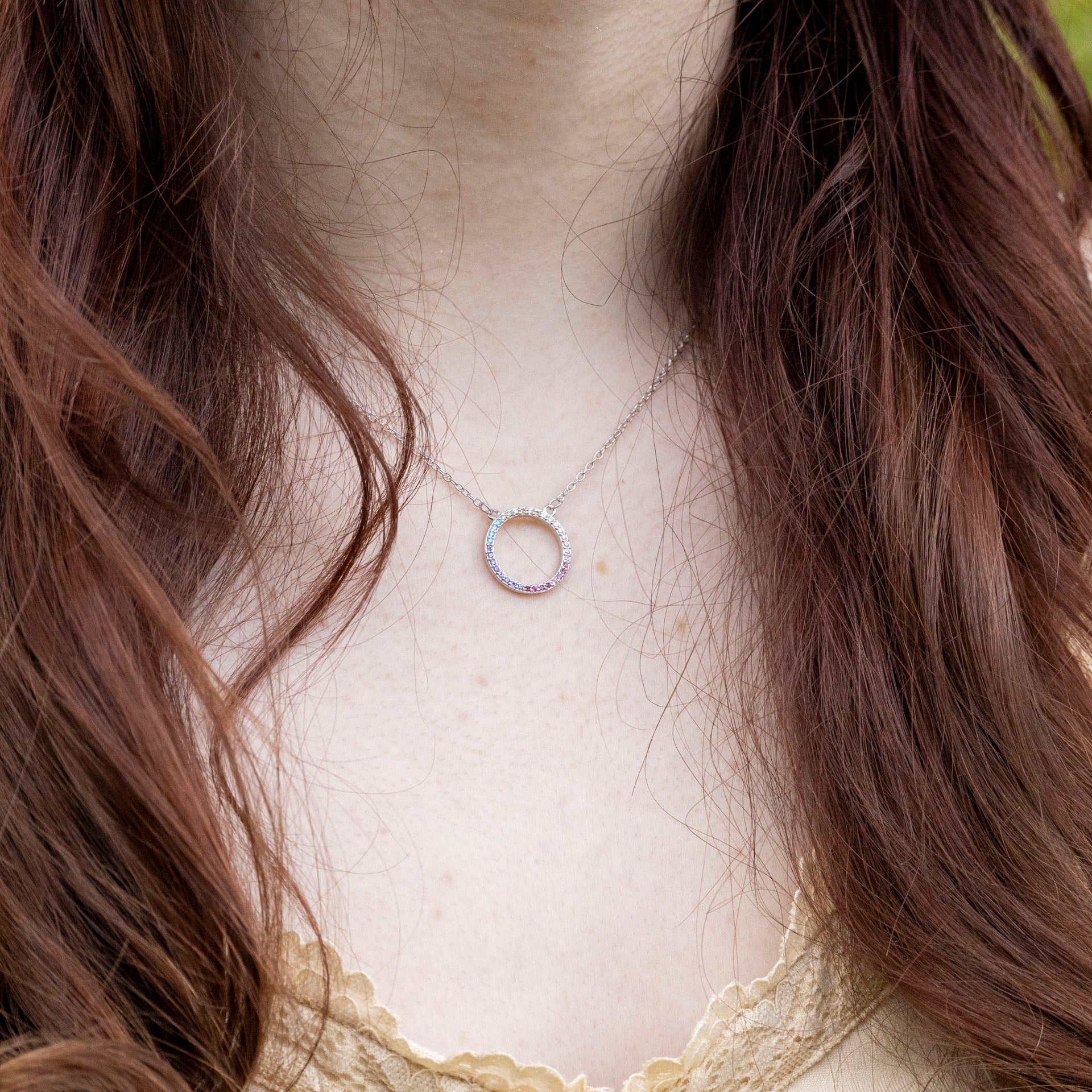 Sterling Silver Colour Me Crazy Circle Necklace
