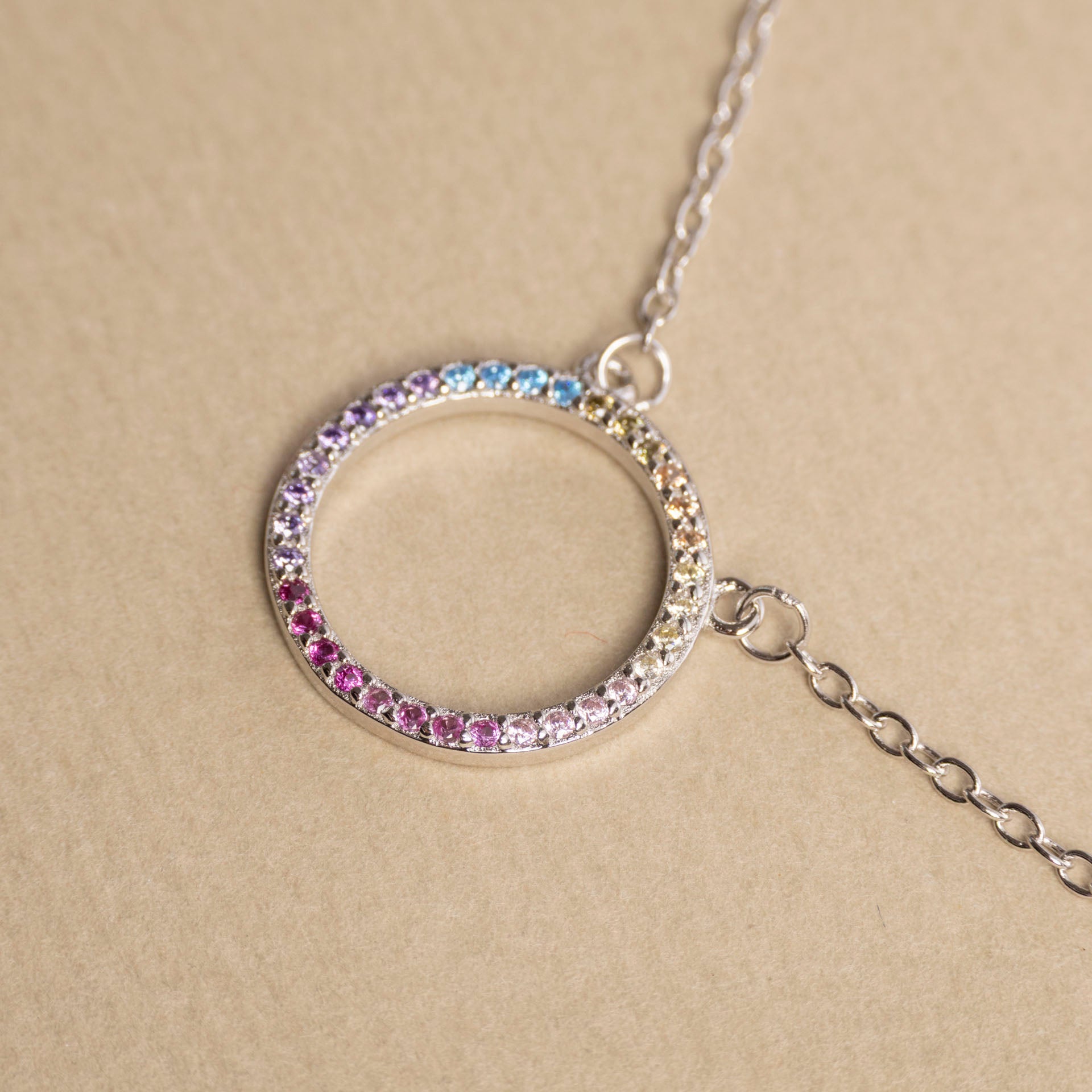 Sterling Silver Colour Me Crazy Circle Necklace