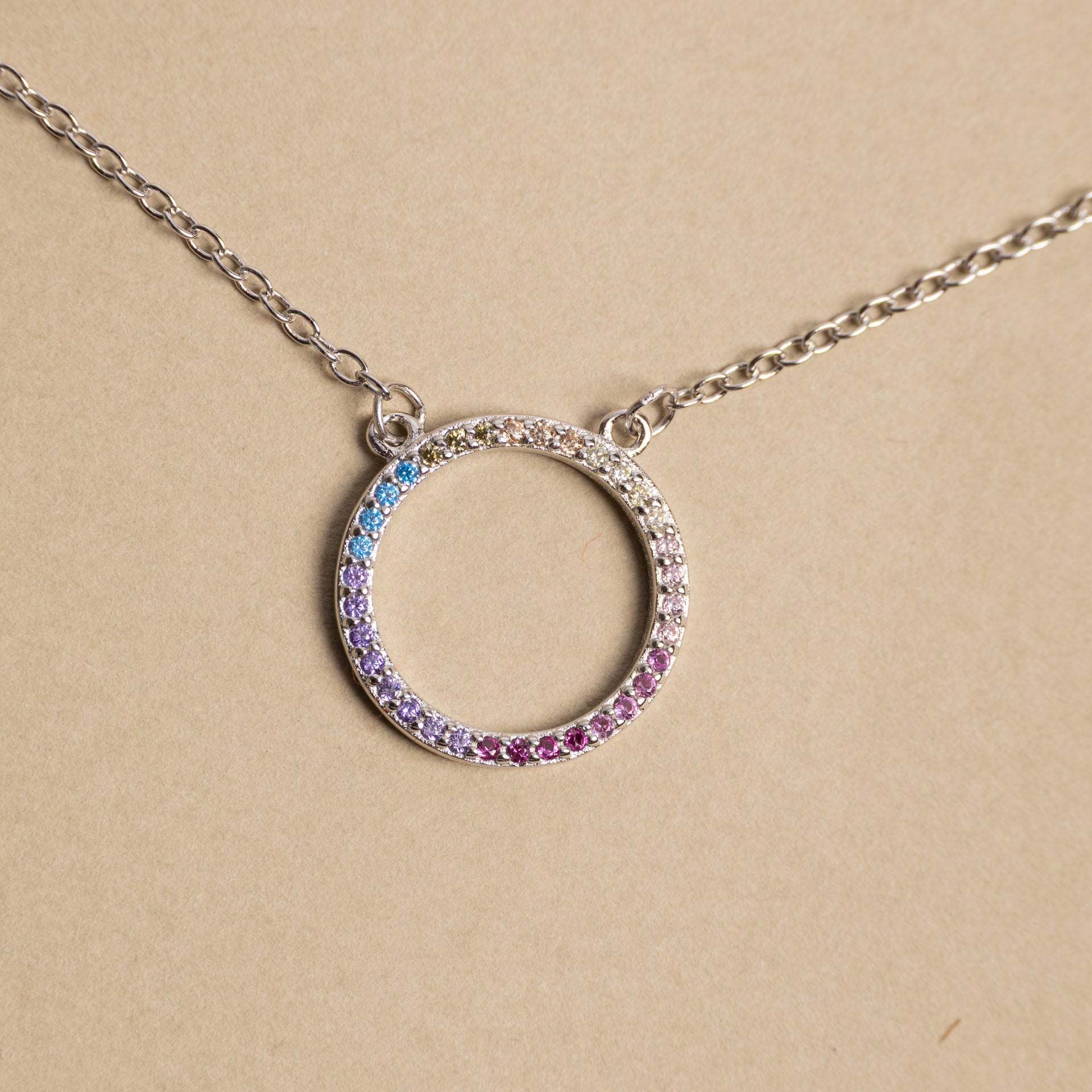 Sterling Silver Colour Me Crazy Circle Necklace