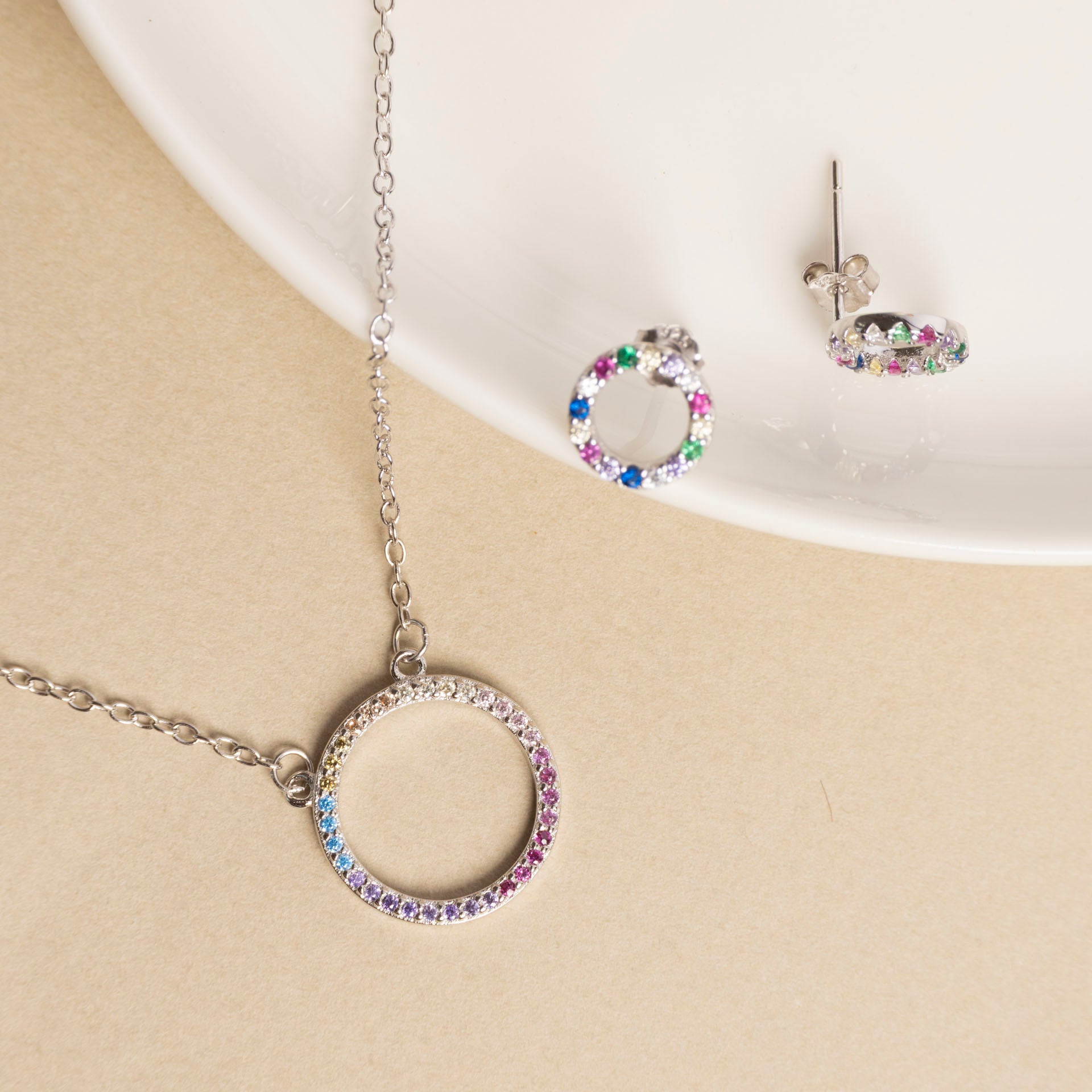 Sterling Silver Colour Me Crazy Circle Necklace