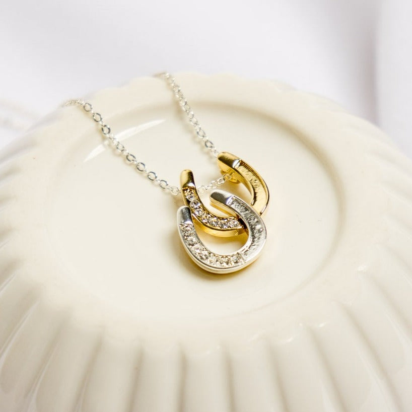 Gold & Silver Horseshoe Necklace