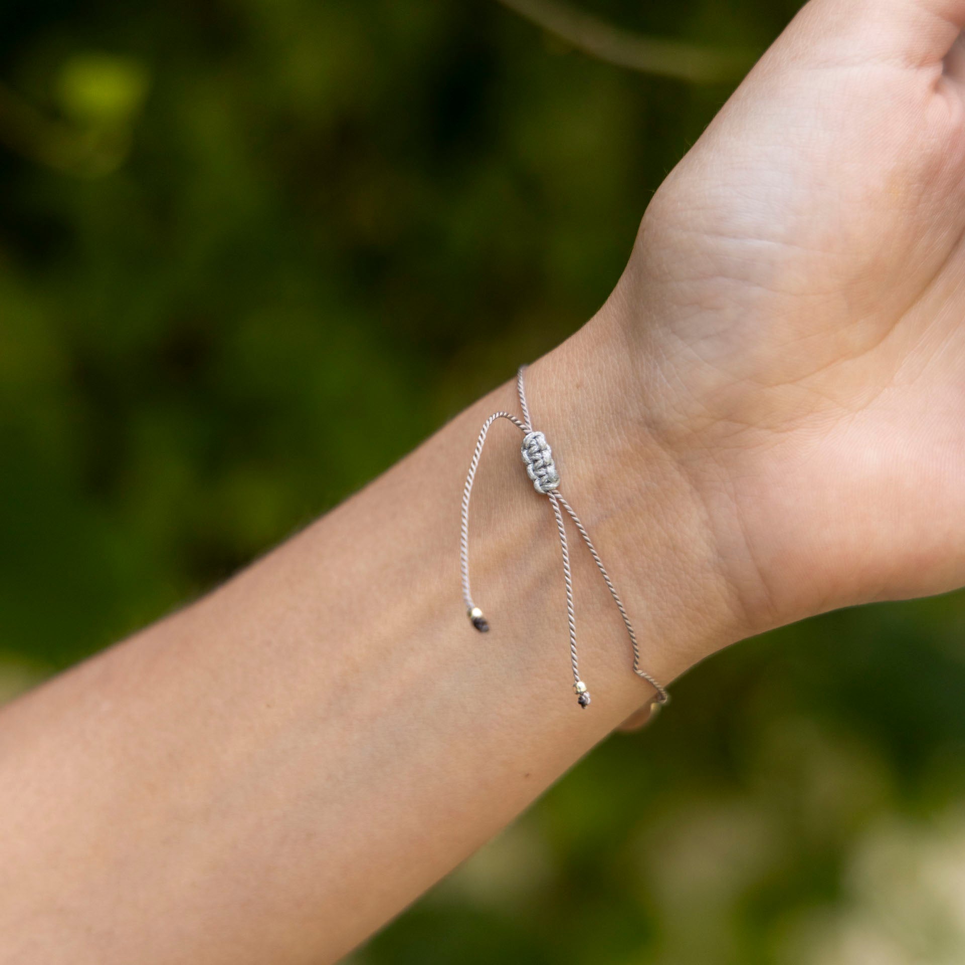 Sterling Silver Table Mountain Bracelet on Silk Cord