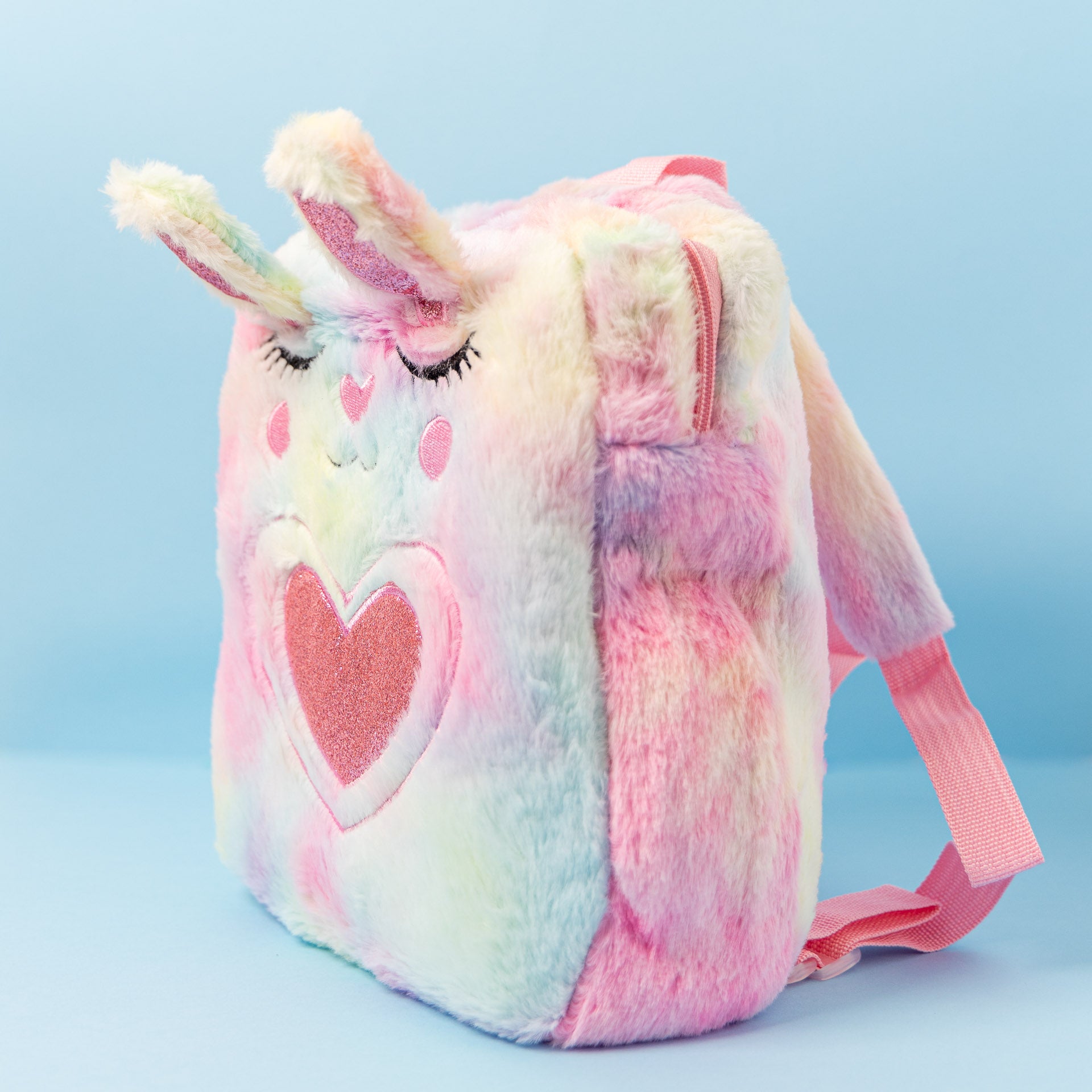 Plush Rainbow Bunny Backpack