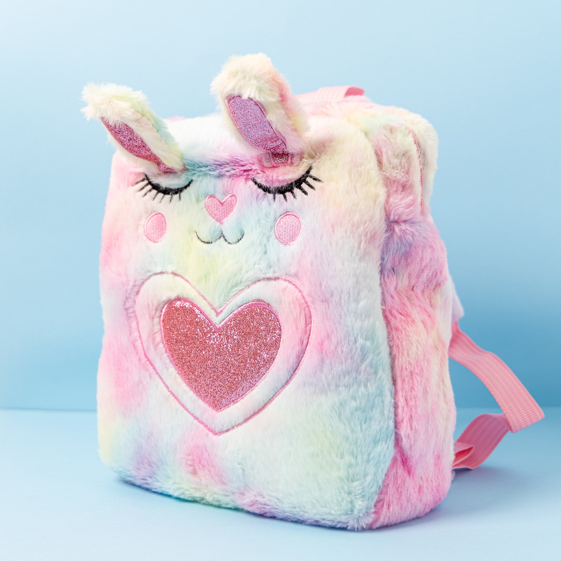 Plush Rainbow Bunny Backpack
