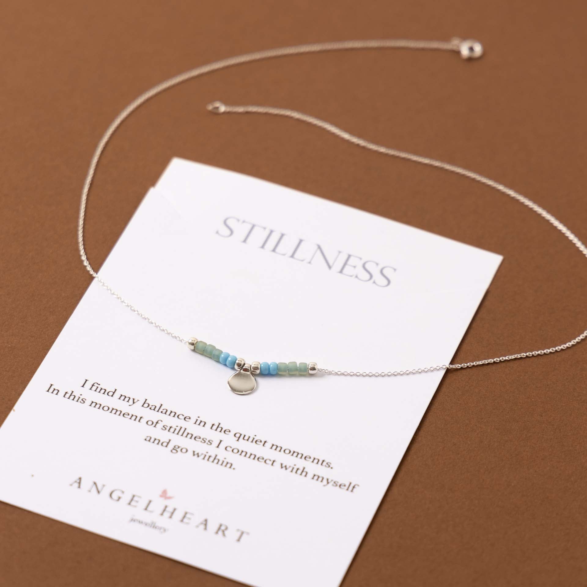 "Stillness" Beaded Charm Necklace (Sterling Silver / Gold-Plated)
